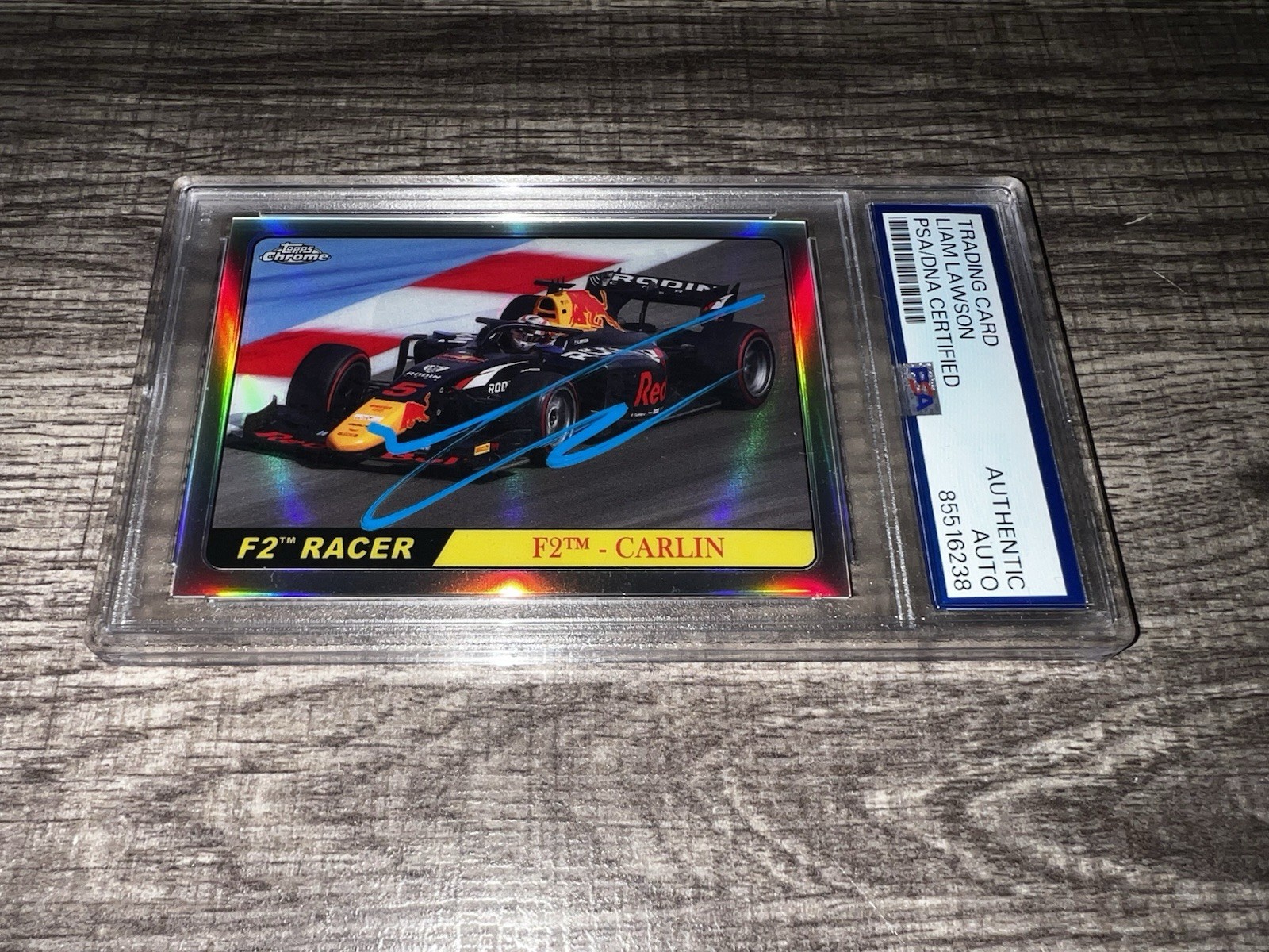 Liam Lawson Signed 2021 Topps Chrome F2 Card T68-LL Visa Cash App PSA/DNA #2