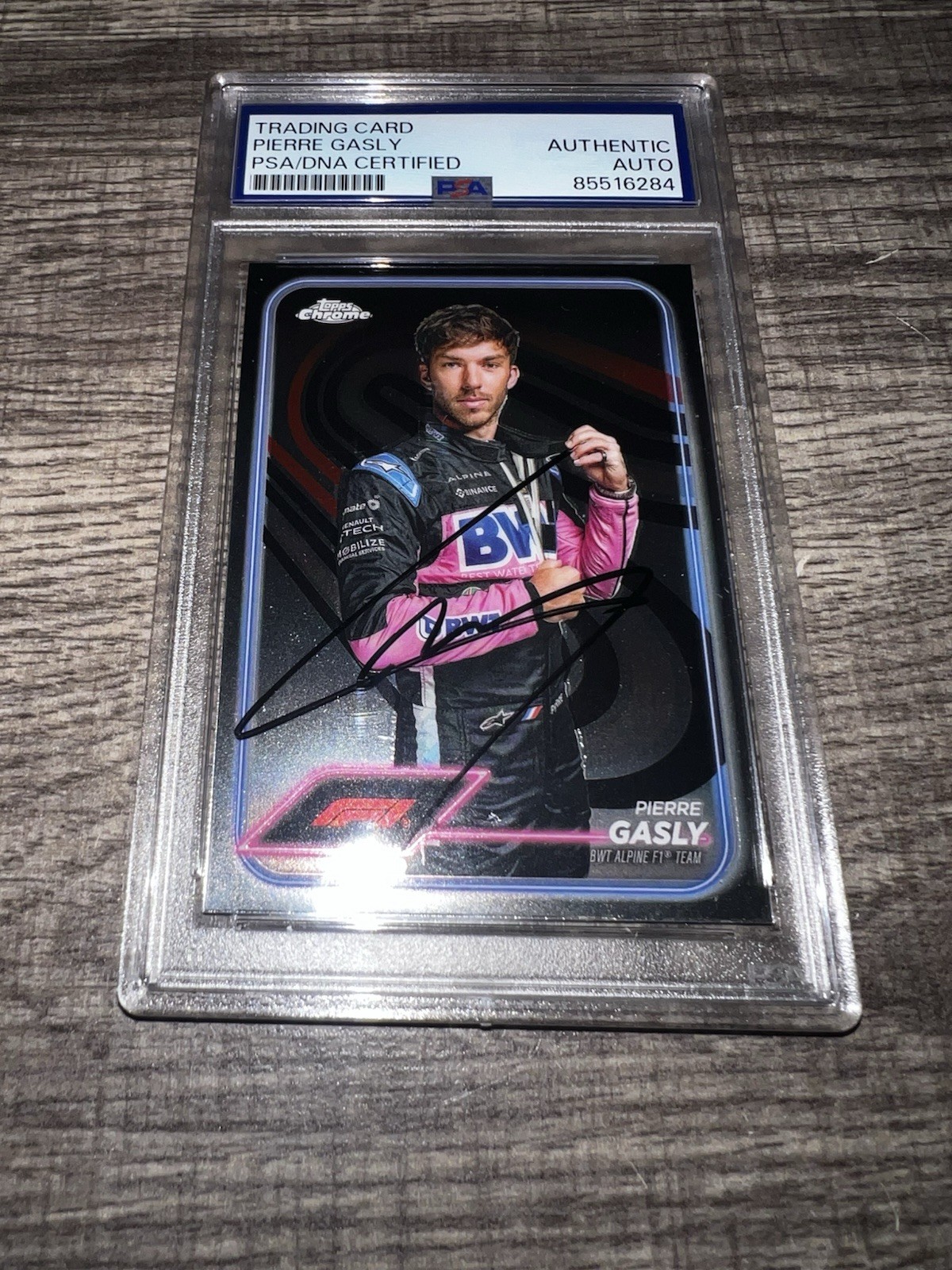 Pierre Gasly Signed 2024 Topps Chrome F1 Trading Card #10 Alpine PSA/DNA