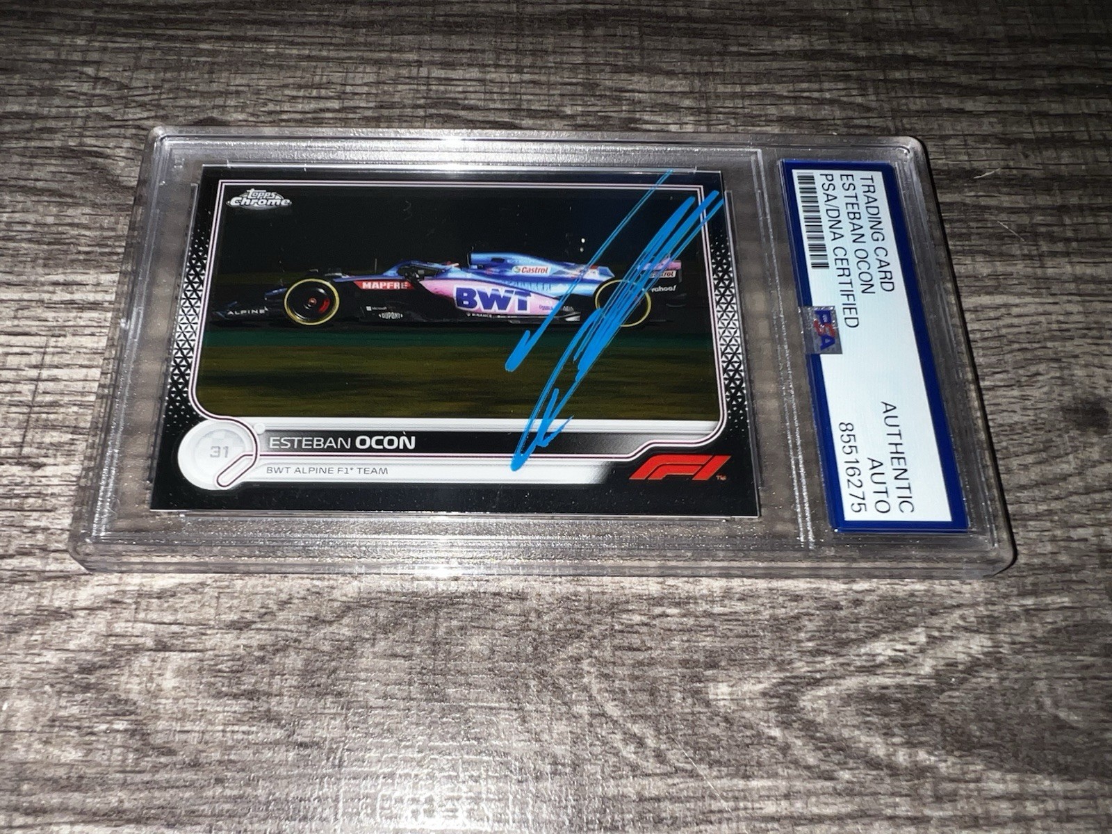 Esteban Ocon Signed 2022 Topps Chrome F1 Trading Card #116 Alpine PSA/DNA