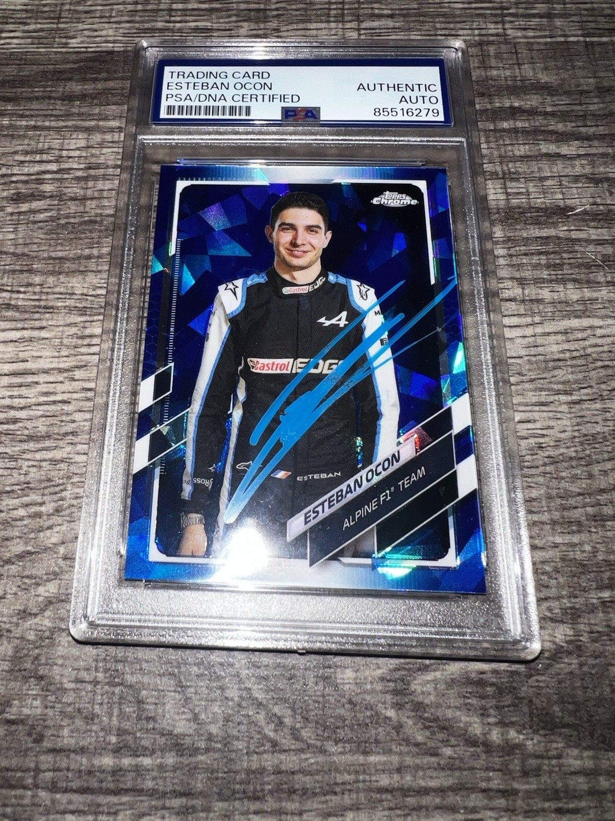 Esteban Ocon Signed 2021 Topps Chrome Sapphire F1 Card #10 Alpine PSA/DNA