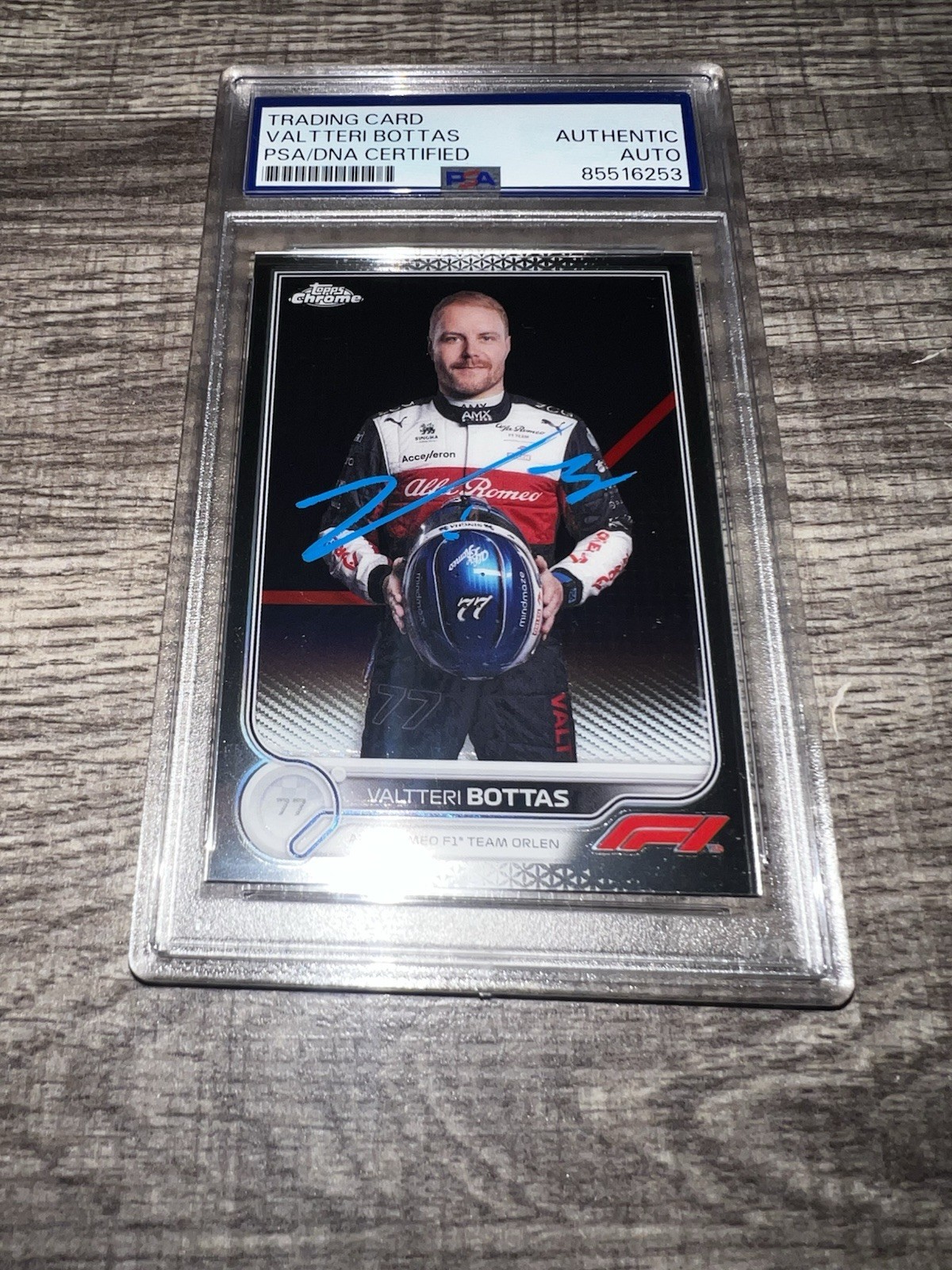 Valtteri Bottas Signed 2022 Topps Chrome Trading Card #57 F1 Champion PSA/DNA