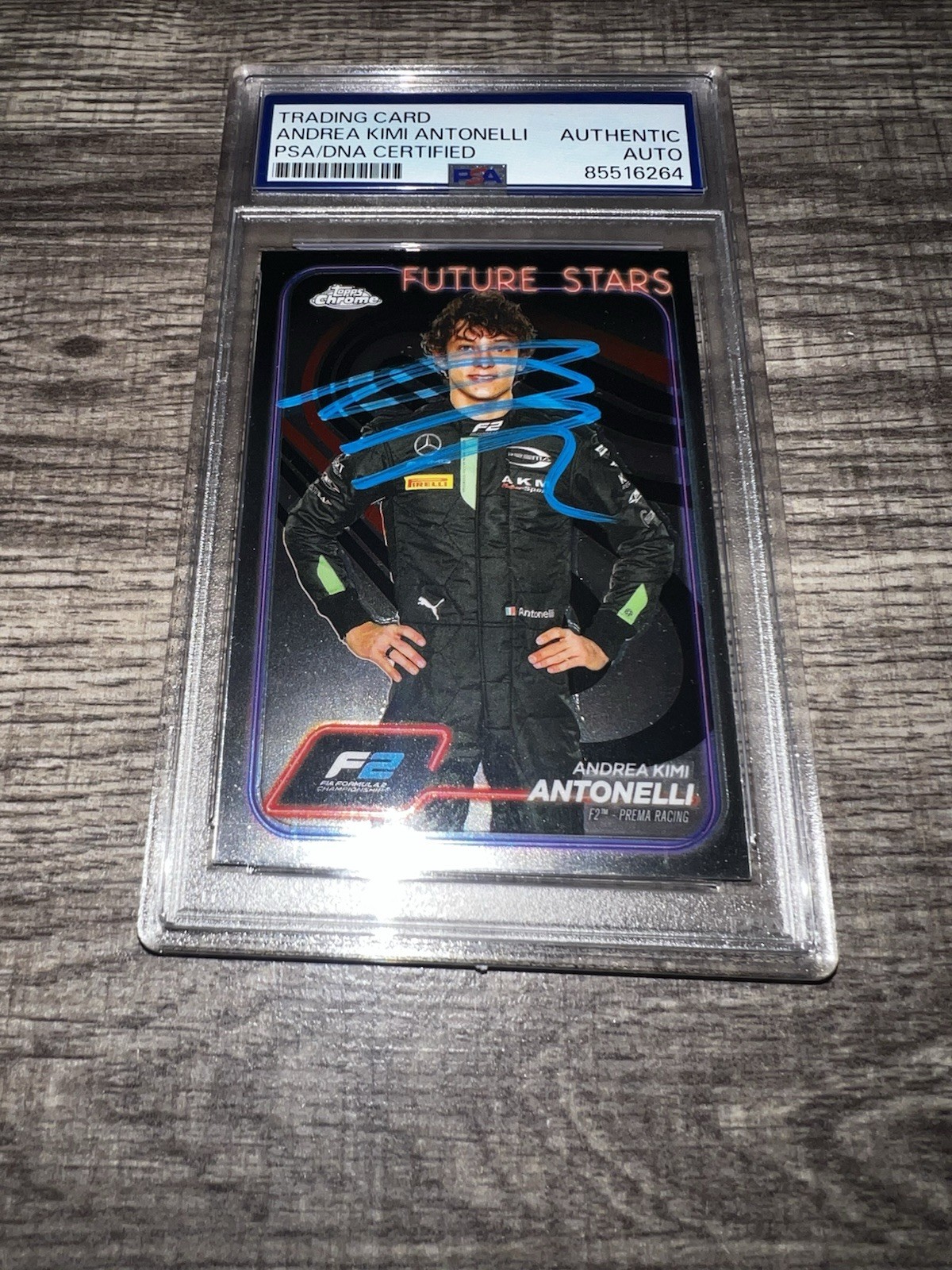 Andrea Kimi Antonelli Signed 2024 Topps Chrome Trading Card #22 F2 PSA/DNA