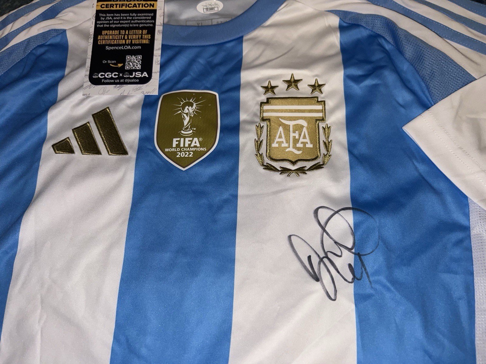 Angel Di Maria Signed Argentina Jersey 2022 World Cup Champs JSA Auth