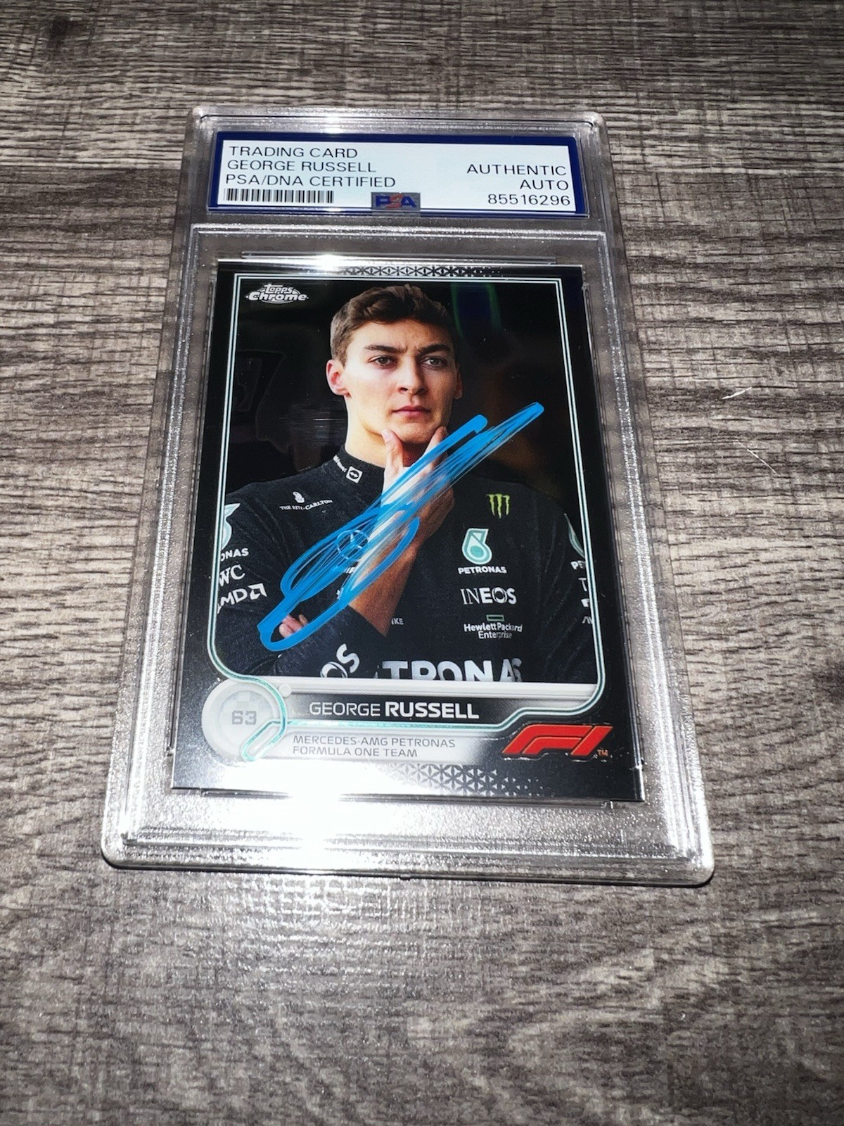 George Russell Signed 2022 Topps Chrome F1 Trading Card #18 Mercedes PSA/DNA