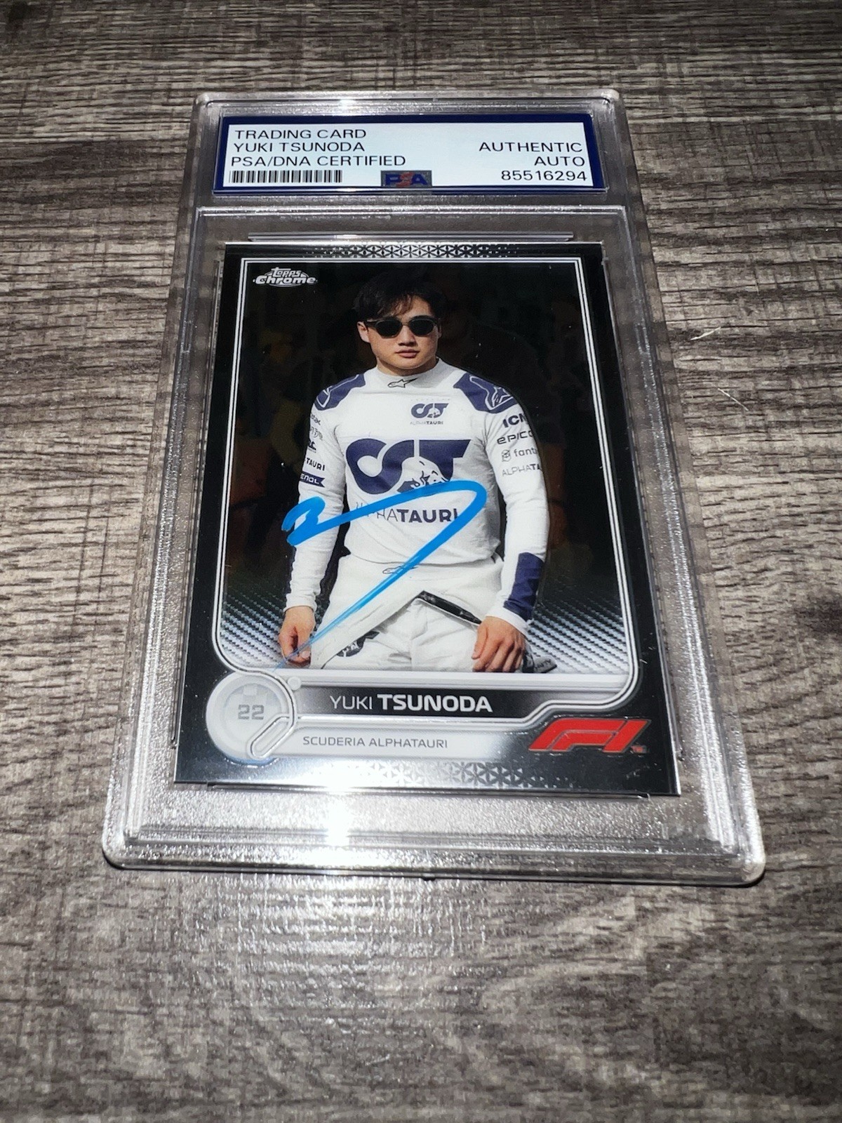 Yuki Tsunoda Signed 2022 Topps Chrome F1 Trading Card #64 Red Bull PSA/DNA