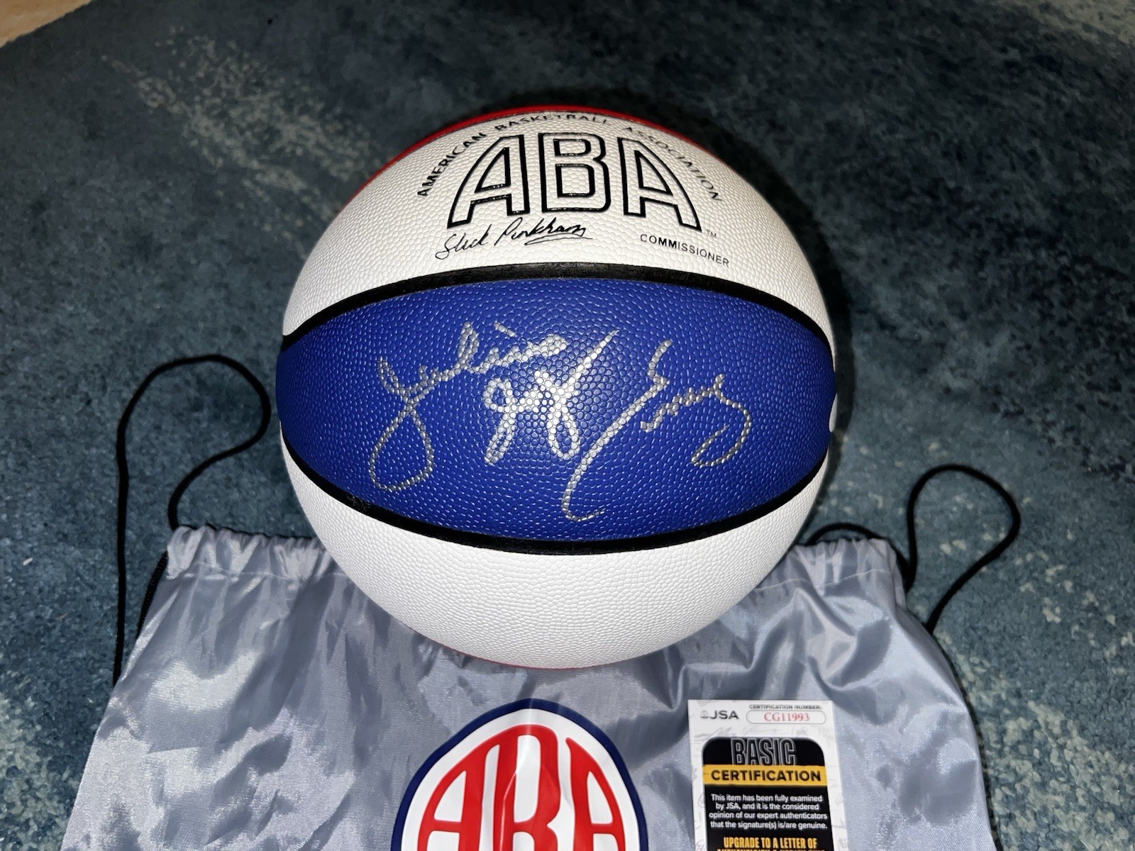Julius “Dr J” Erving Signed Official RSS ABA Basketball Philadelphia JSA Auth