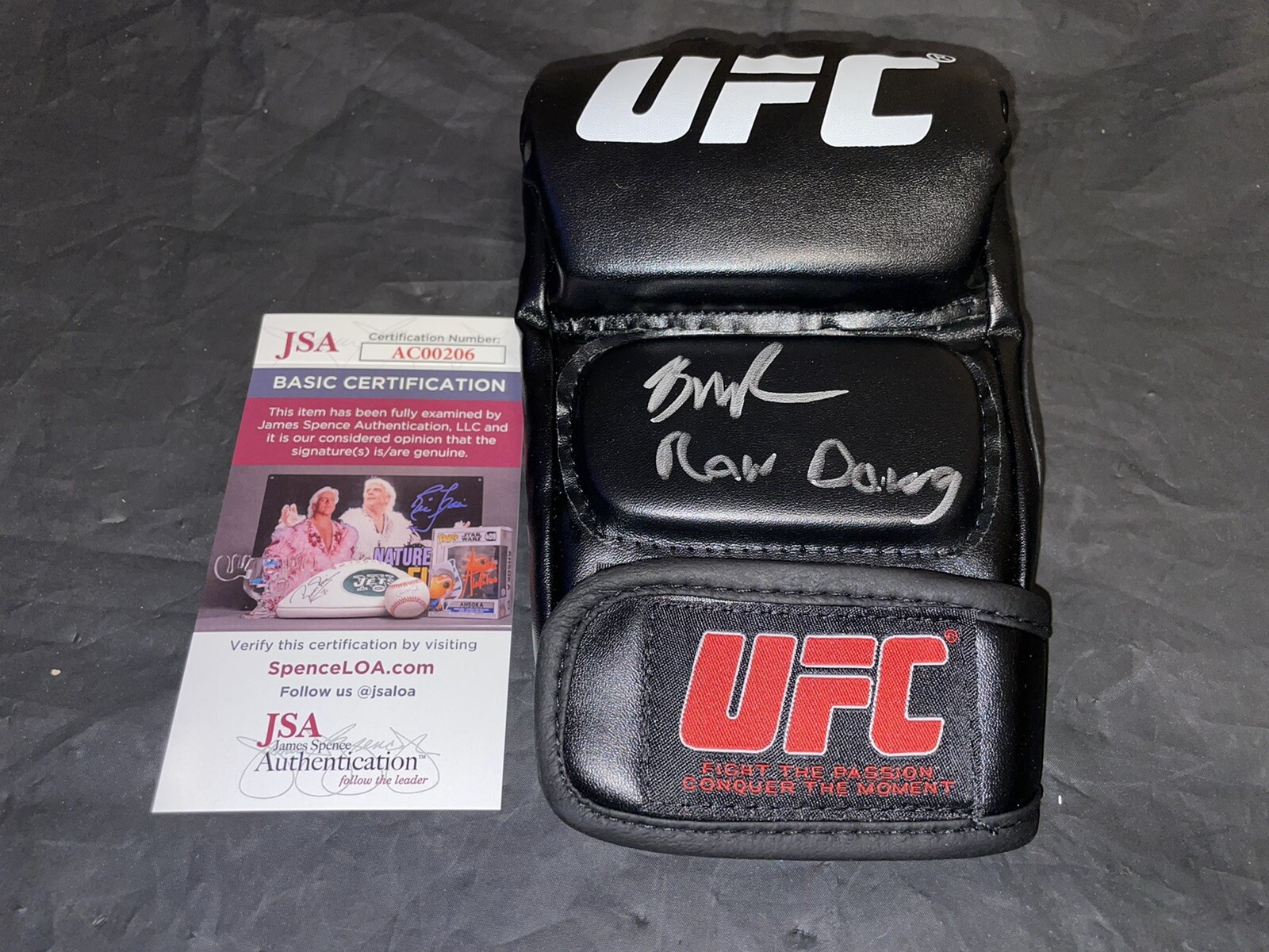Brandon Royval Signed UFC Glove “Raw Dawg” JSA Auth #2
