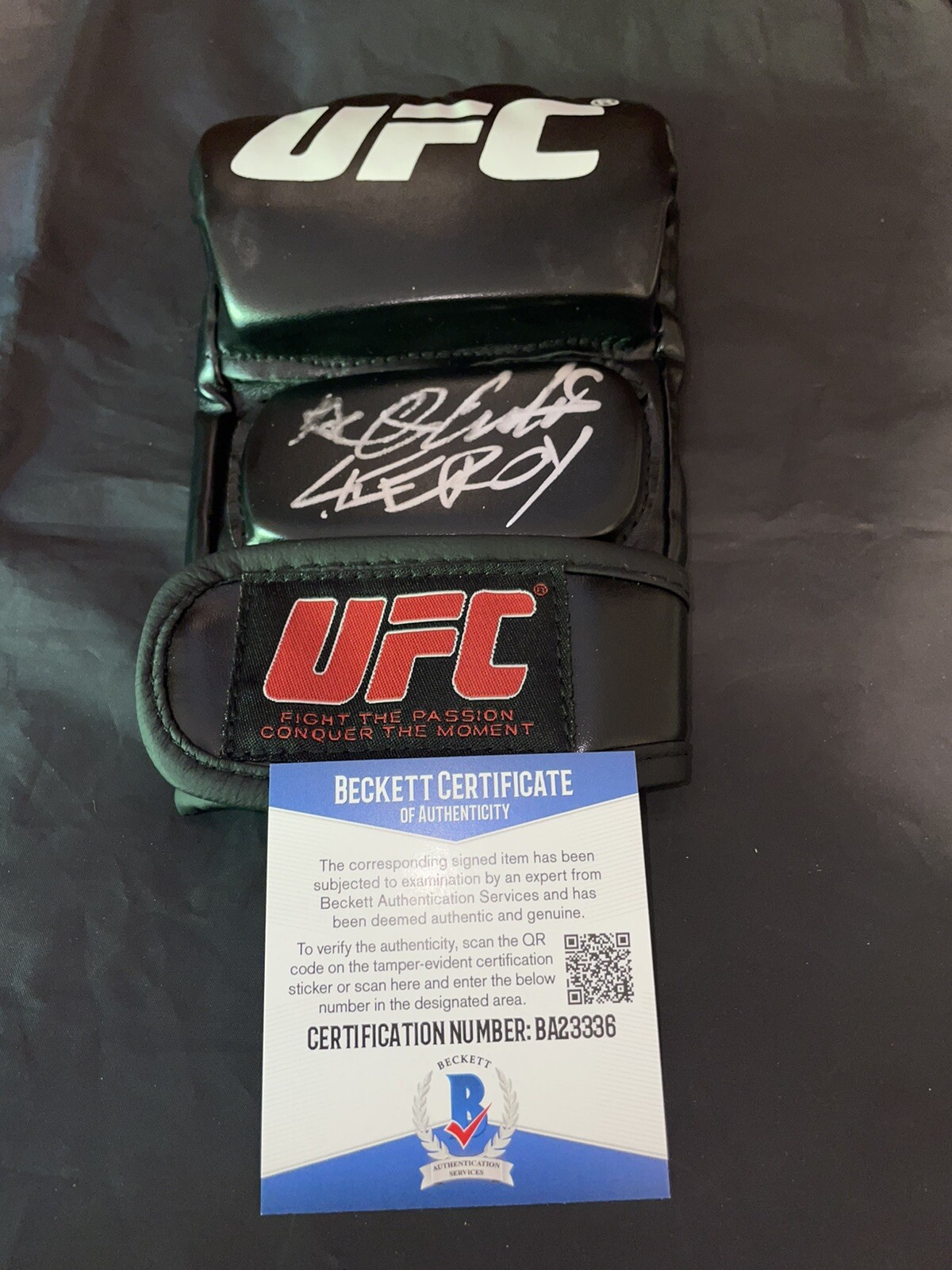 Alex Caceres Signed UFC Boxing Glove Champion UFC Bruce Leeroy Beckett