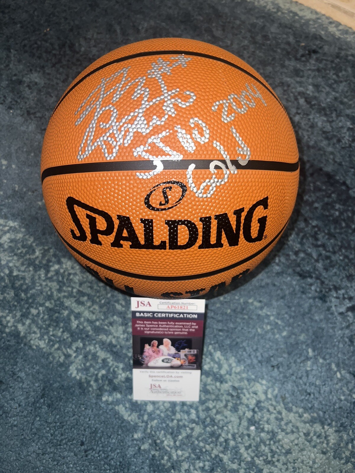 Fabricio Oberto Signed Spalding All Star Basketball Argentina Oly 2004 Gold JSA