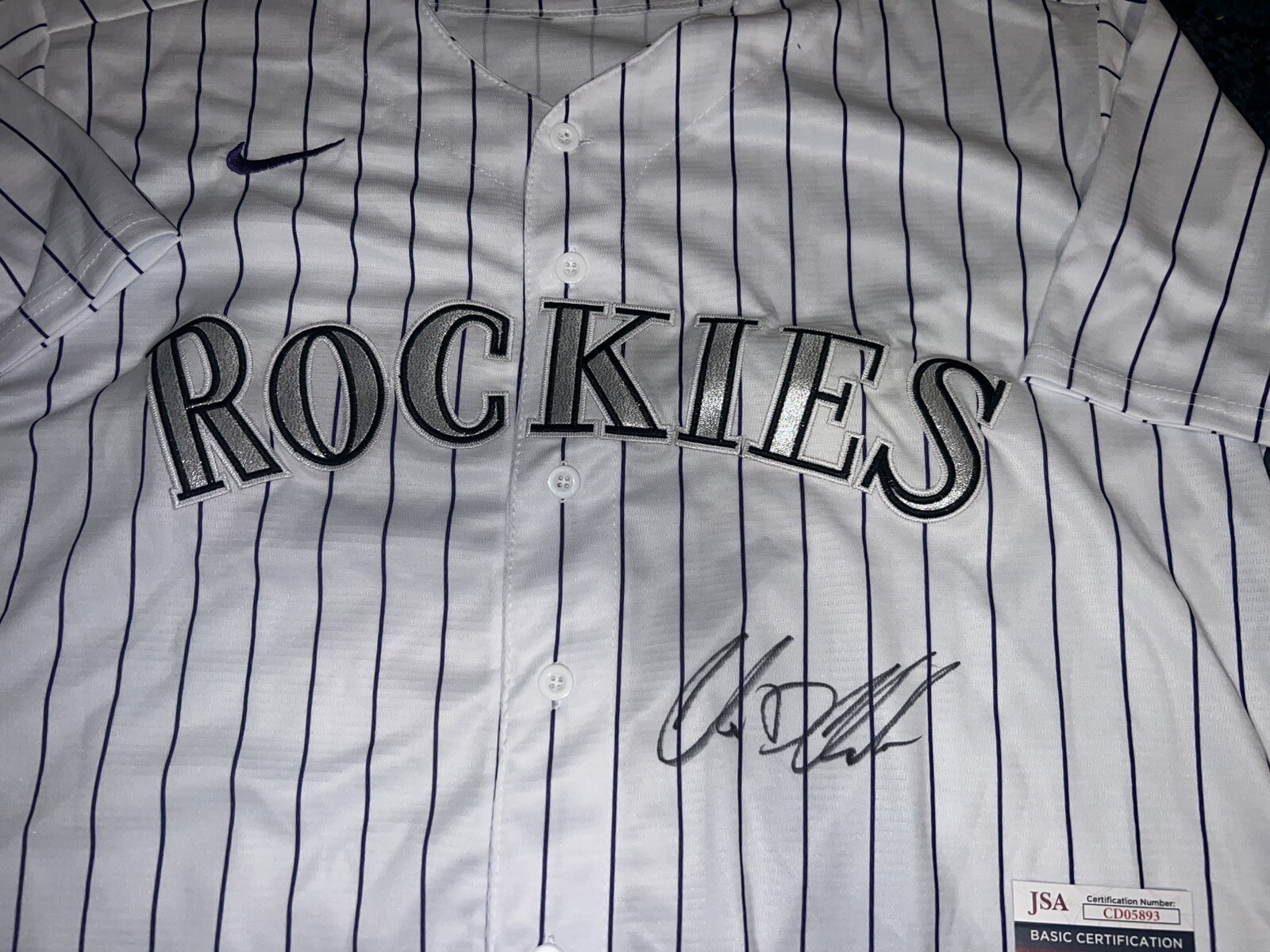 Chase Dollander Signed Colorado Rockies Jersey Star Pitcher JSA Auth