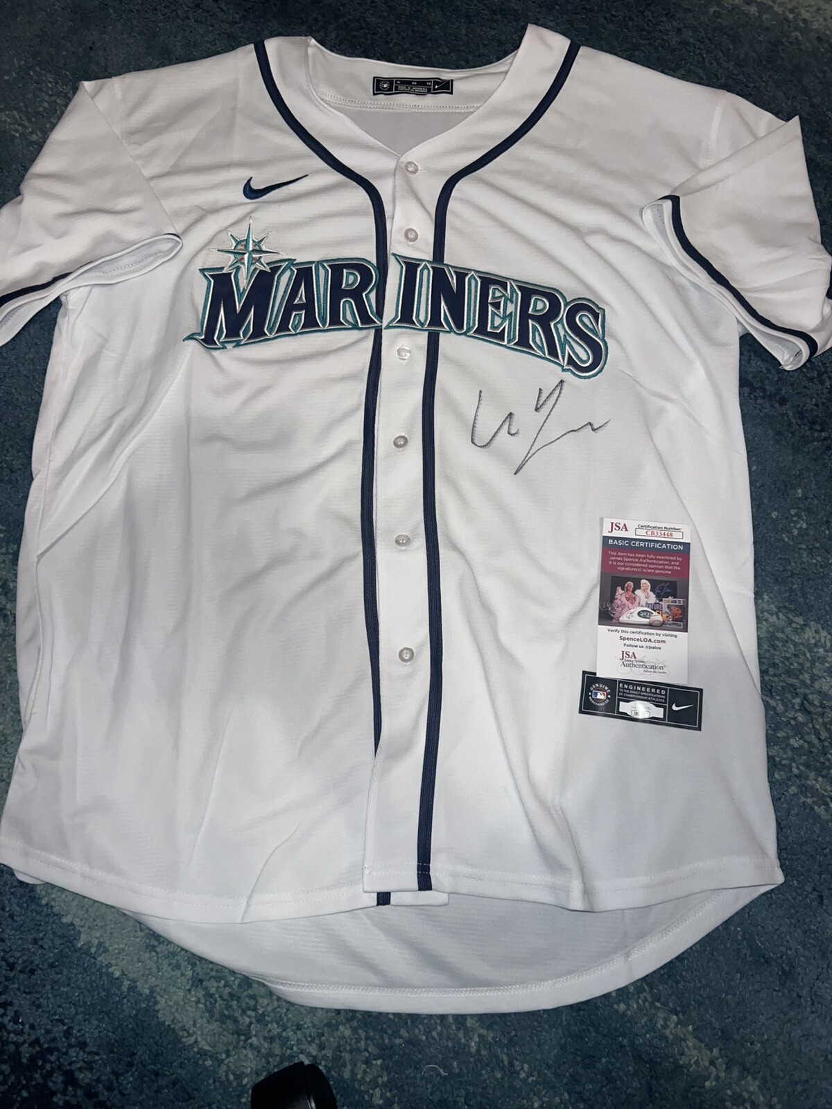 Cole Young Signed Seattle Mariners Jersey Star Prospect JSA Auth