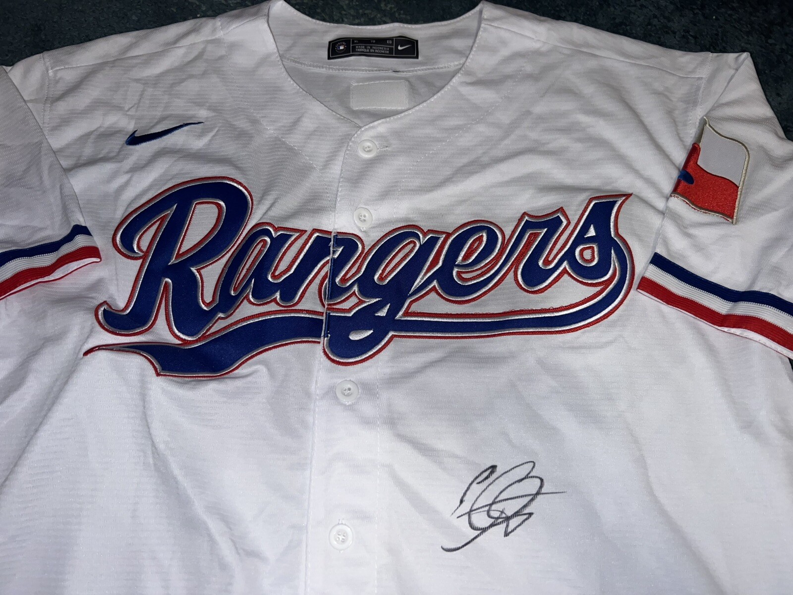 Evan Carter Signed Texas Rangers Jersey Star Slugger JSA Auth