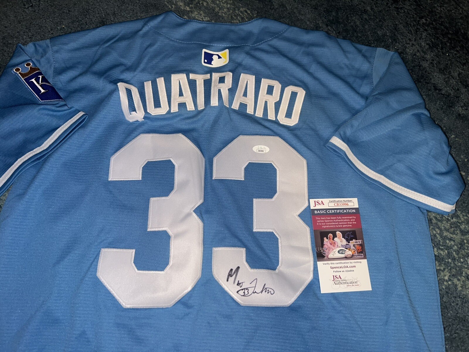 Matt Quatraro Signed Kansas City Royals Jersey Star Manager JSA Auth