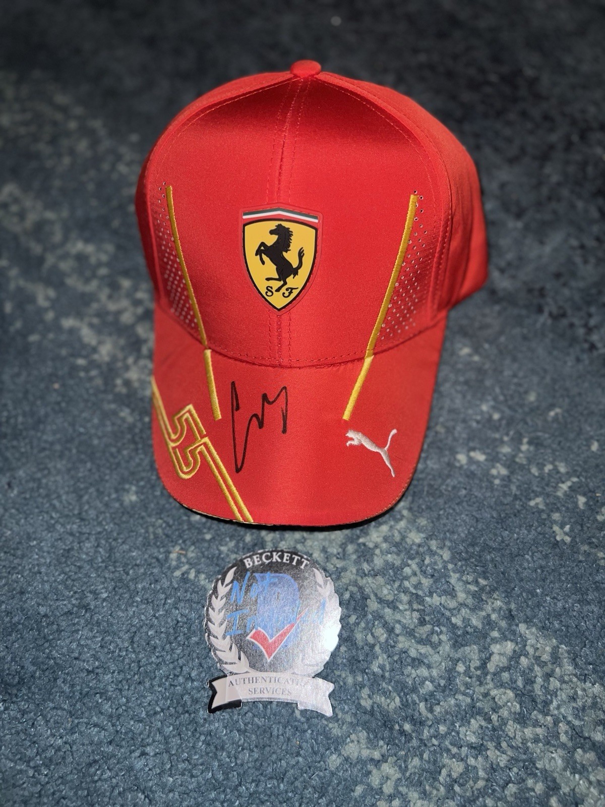 Carlos Sainz Signed Ferrari Racing Hat #55 F1 Star Spain Legend Beckett #2