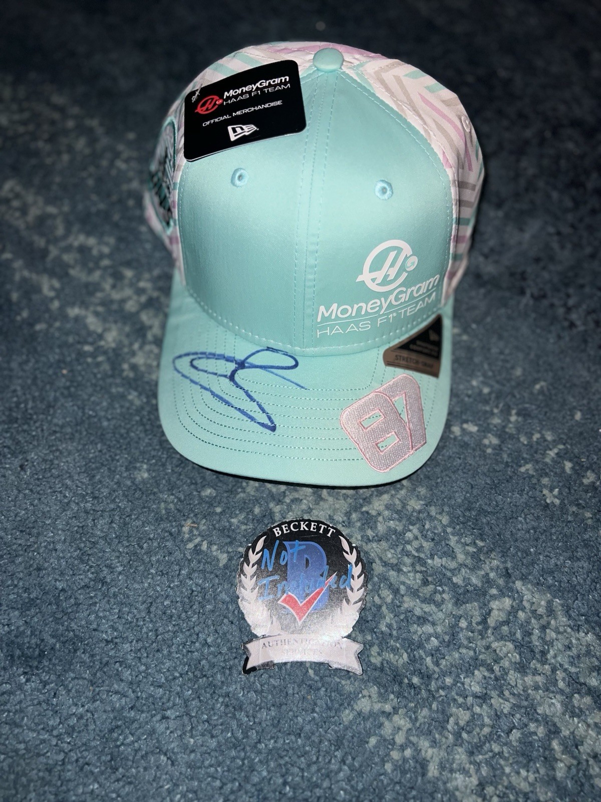 Ollie Oliver Bearman Signed Haas Racing Hat #87 F1 2025 Rookie Beckett