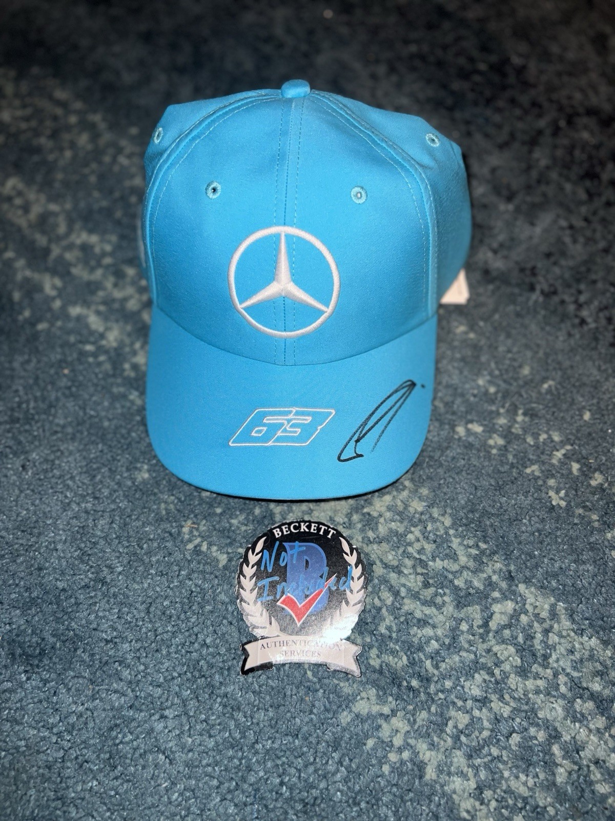 George Russell Signed Mercedes Racing Hat #63 F1 Racing Superstar Beckett #2