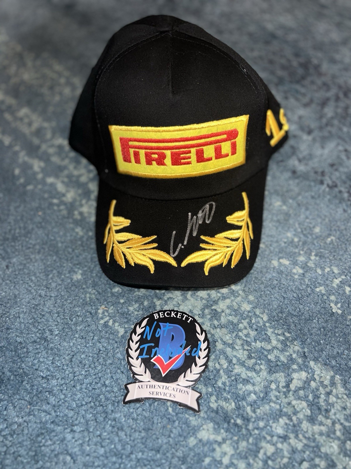 Guenther Steiner Signed Pirelli Podium Hat F1 Legend Haas Principle Beckett #2