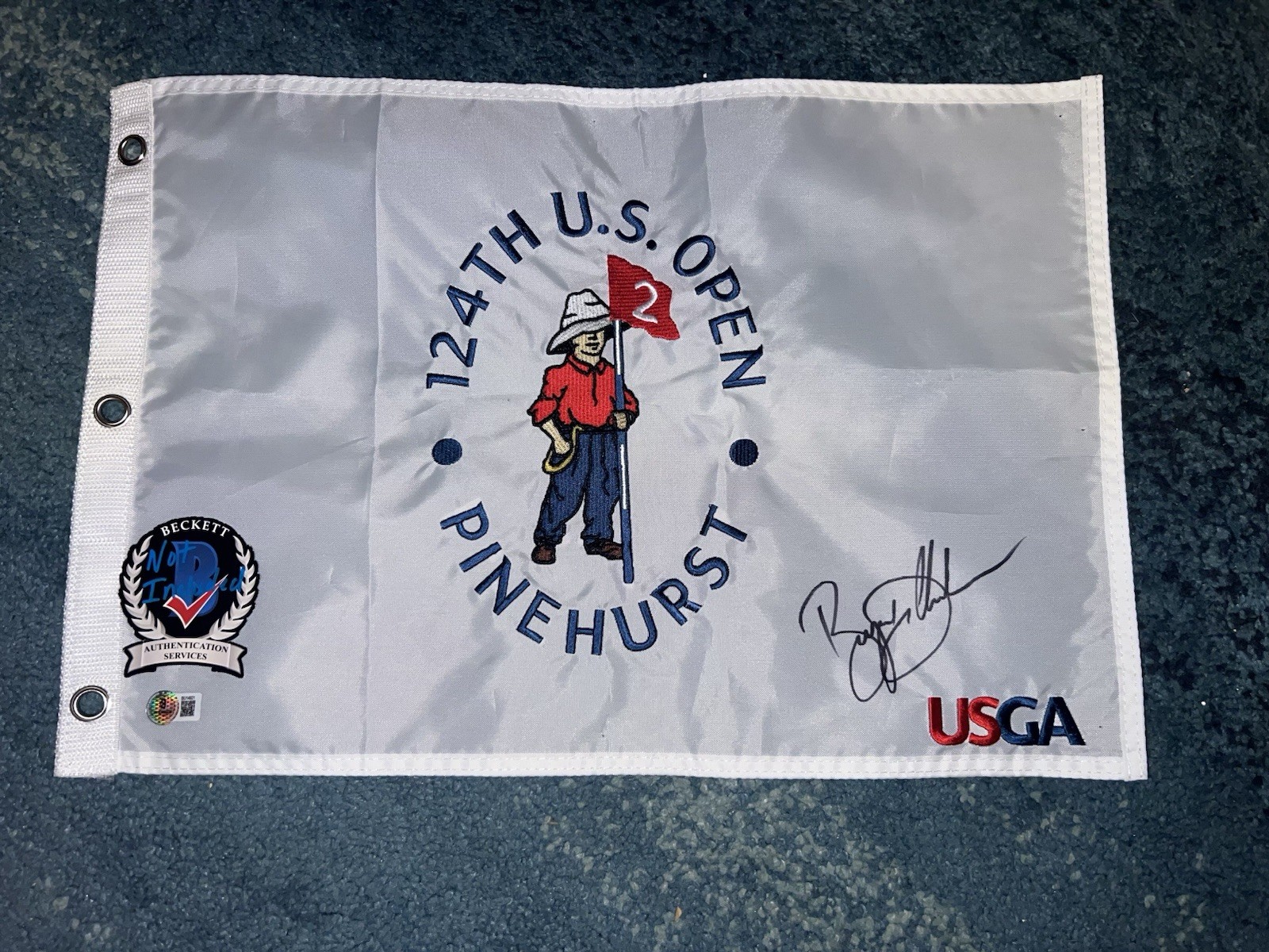 Bryson DeChambeau Signed Official 2024 US Open Flag Pinehurst No.2 Beckett