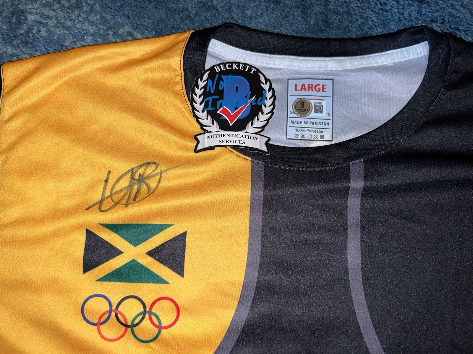 Usain Bolt Signed Puma Rio Olympics Jersey Jamaican Legend Superstar Beckett #7