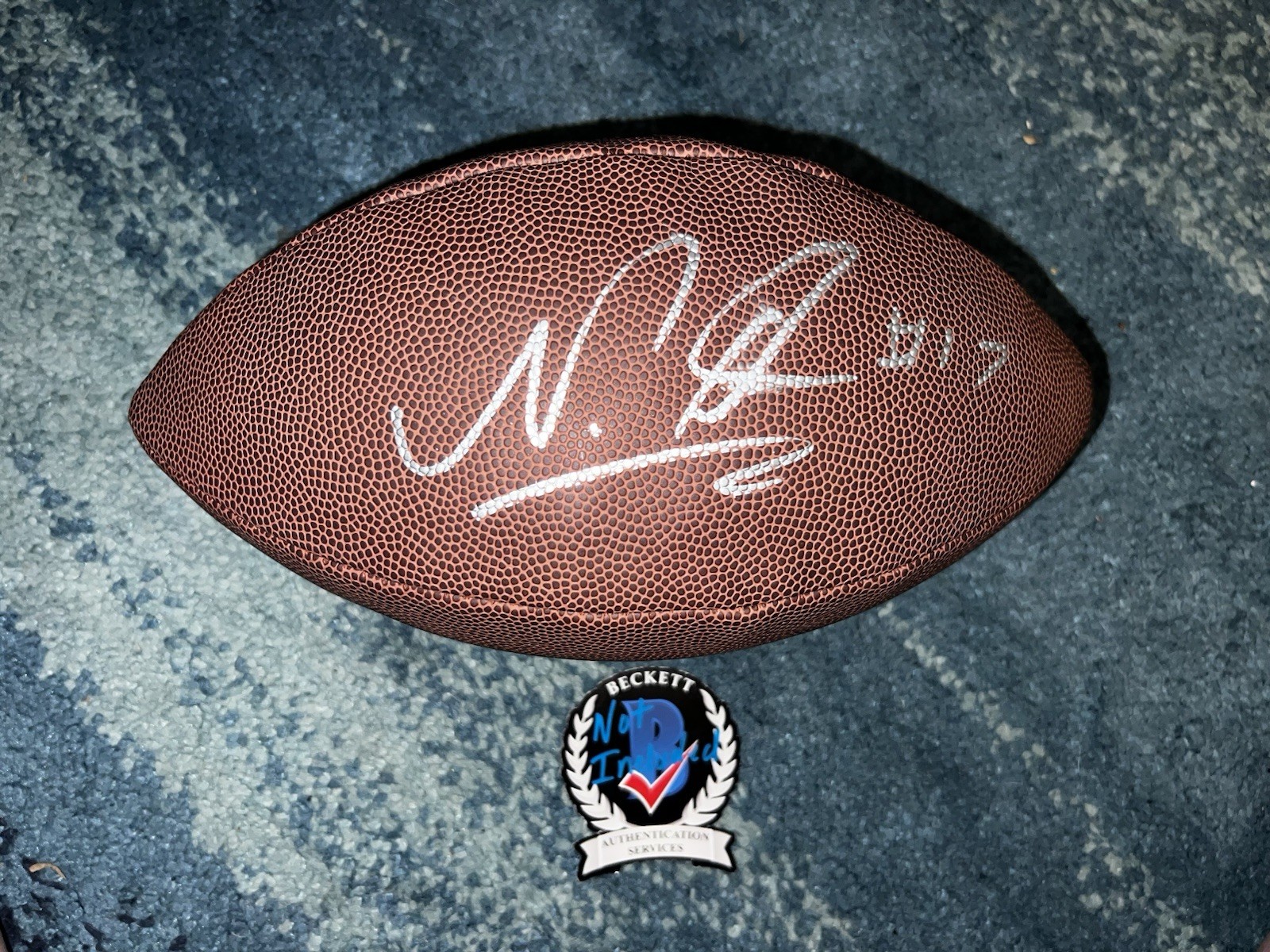 Nakobe Dean Signed Wilson NFL Football Philadelphia Eagles Star Beckett