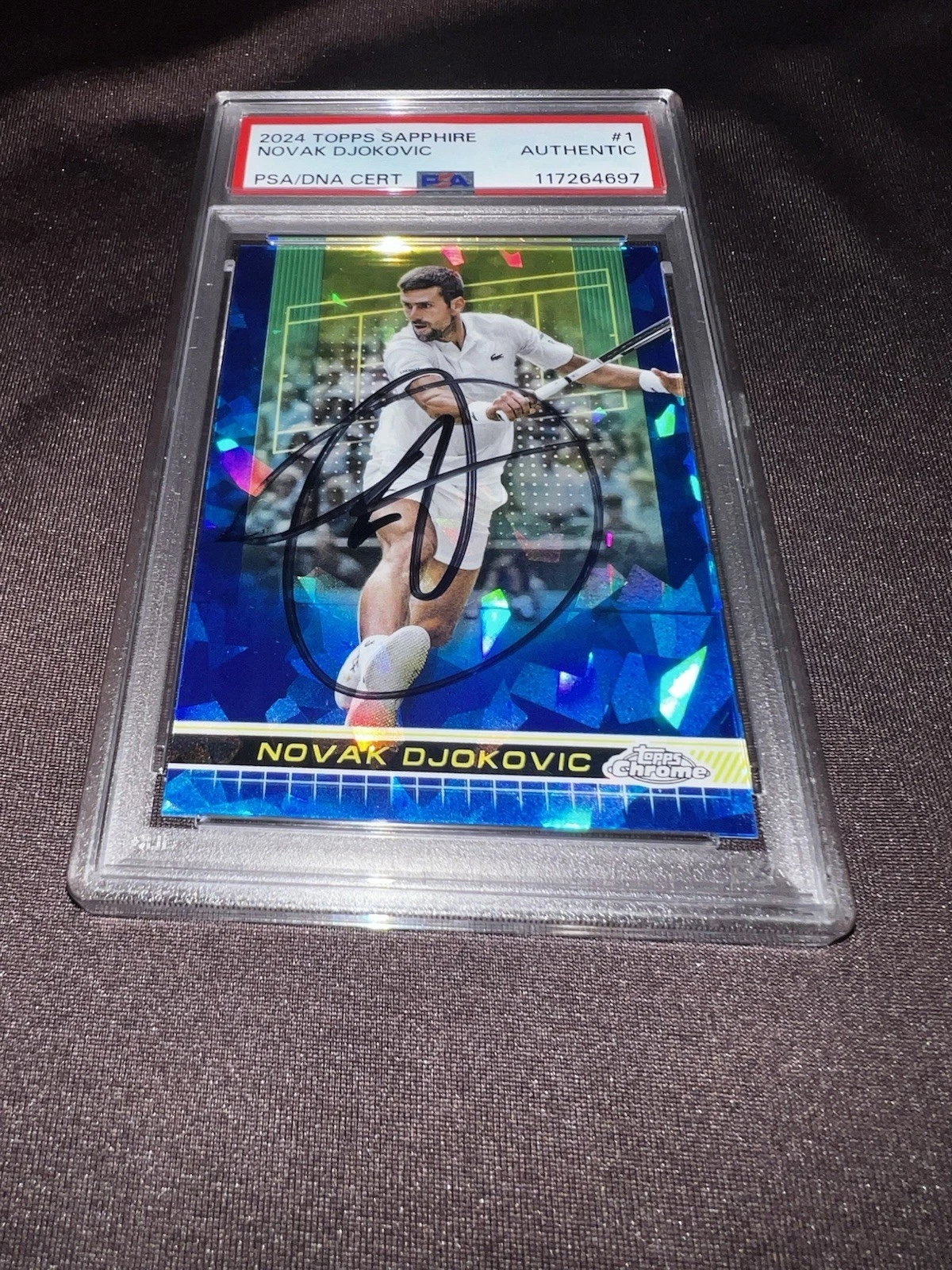 Novak Djokovic Signed 2024 Topps Chrome Sapphire Tennis Trading Card PSA/DNA