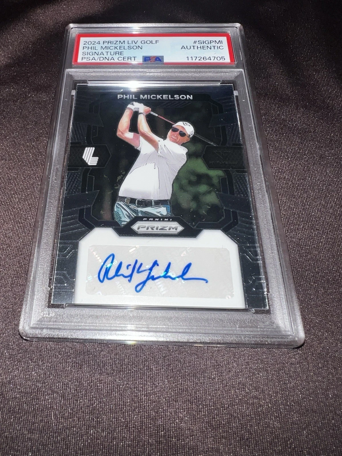 Phil Mickelson Signed 2024 Panini Prizm Liv Golf Trading Card Hyflyers PSA/DNA
