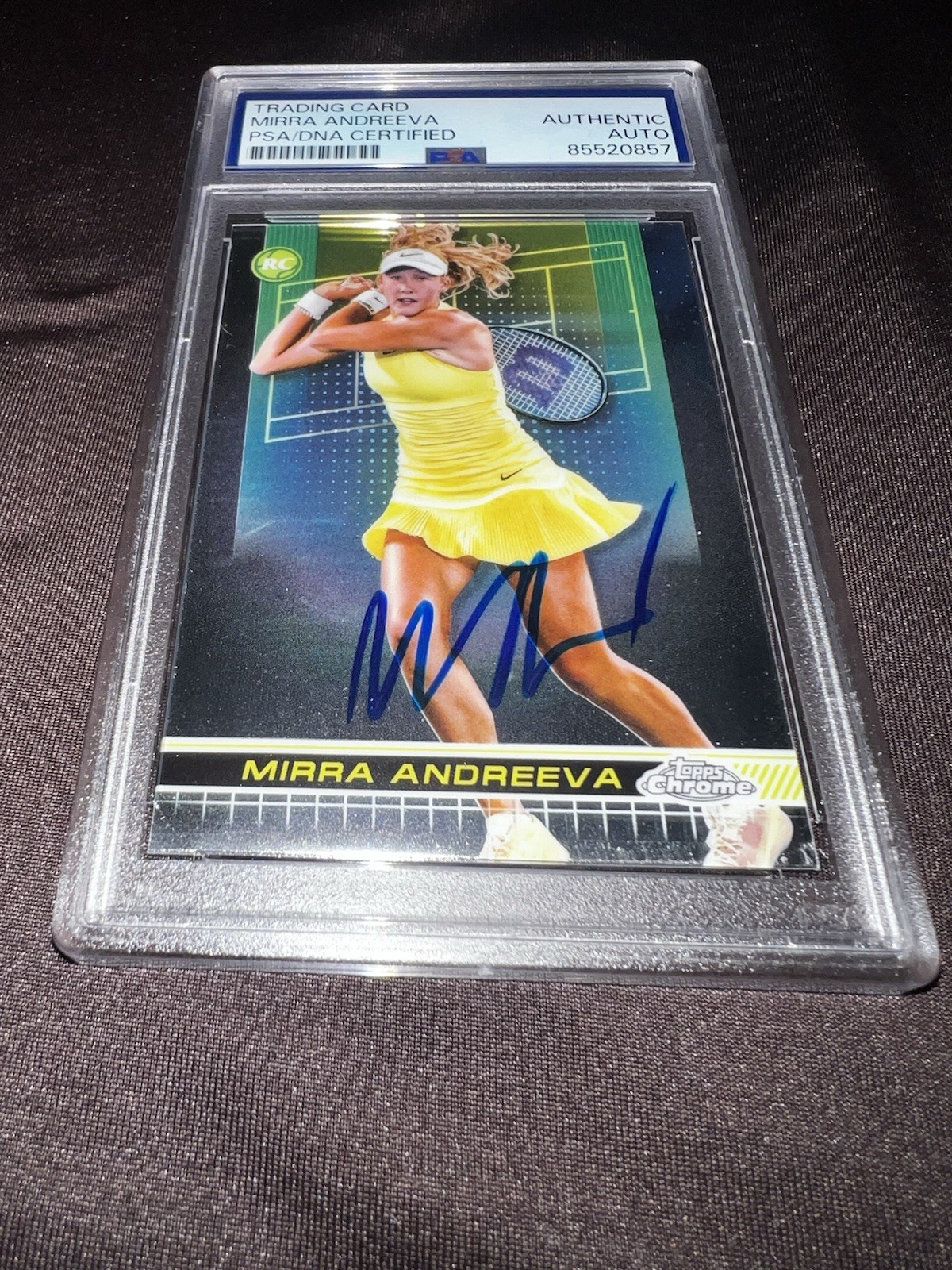 Mirra Andreeva Signed 2024 Topps Chrome Tennis Trading Card Rookie RC PSA/DNA
