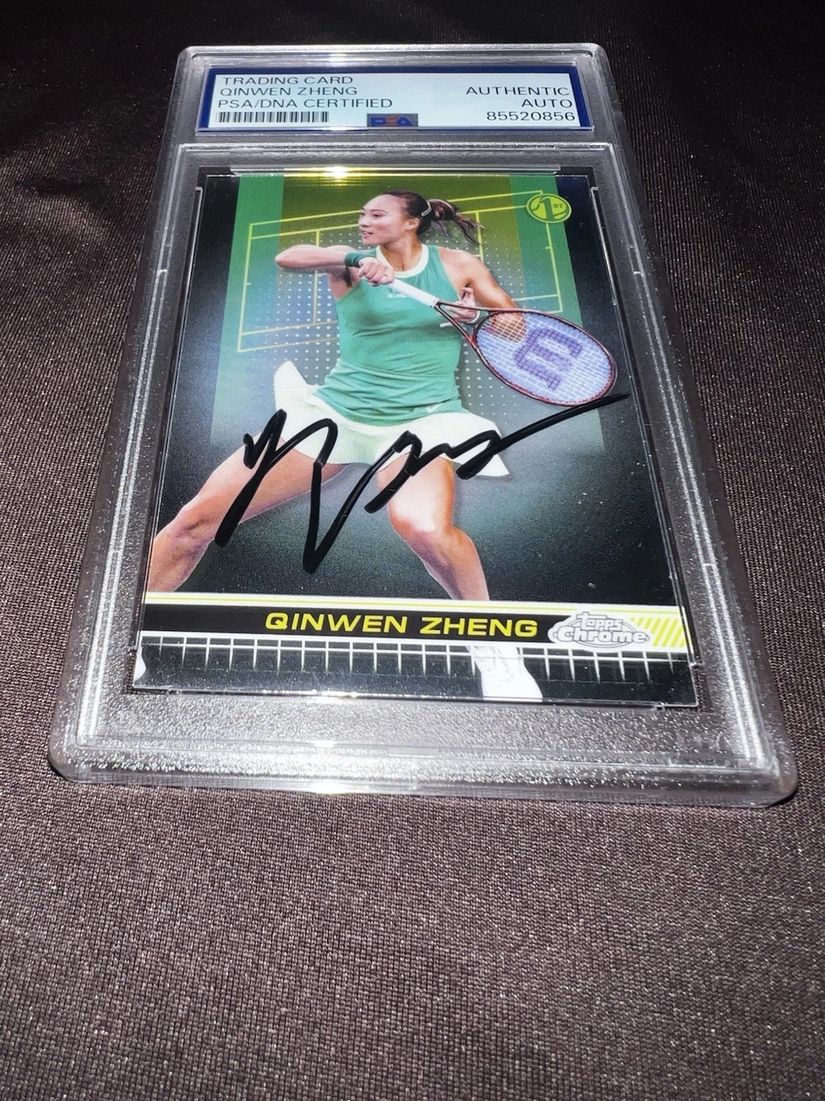 Qinwen Zheng Signed 2024 Topps Chrome Tennis Trading Card Rookie 1st PSA/DNA