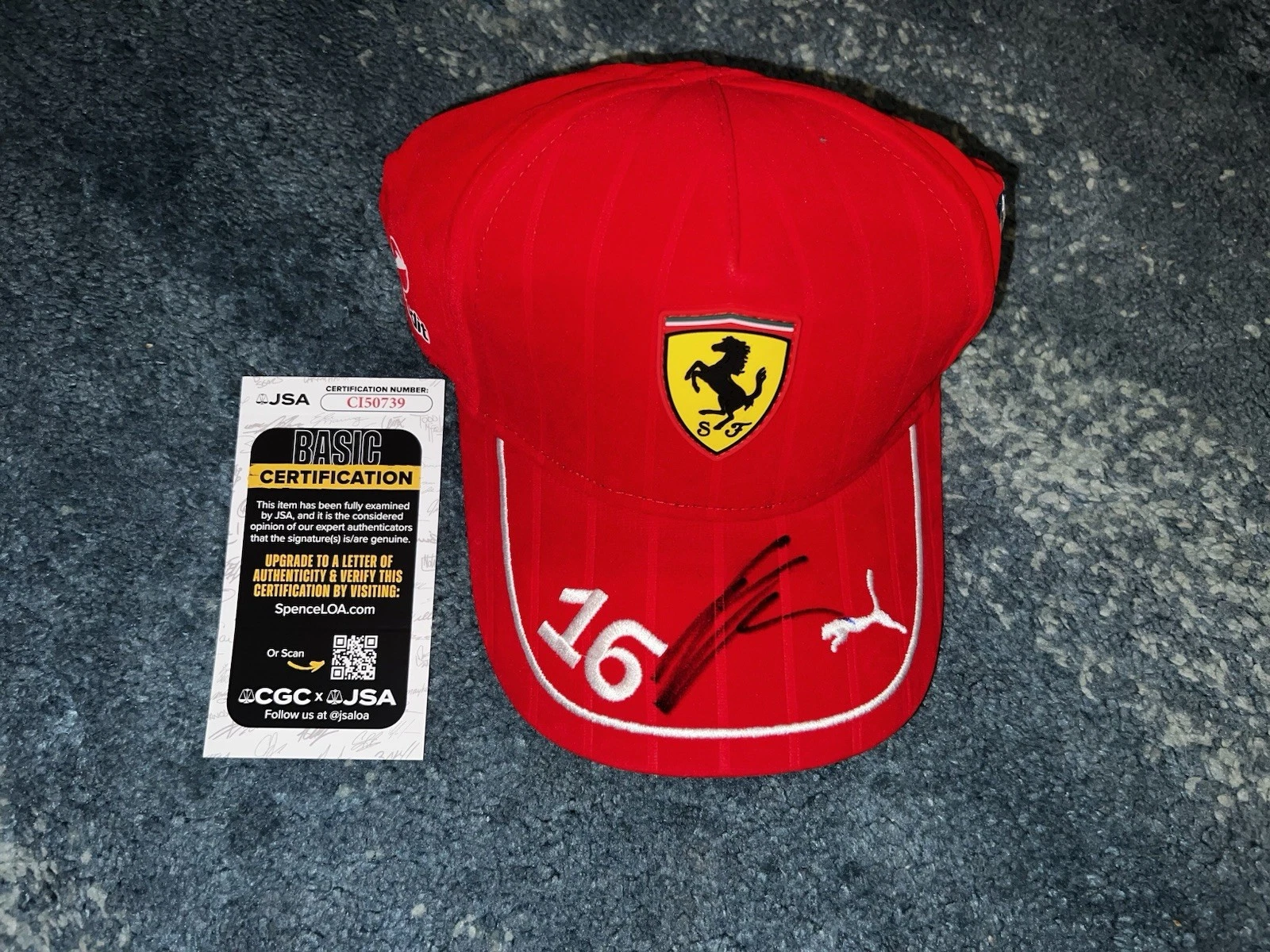 Charles Leclerc Signed Ferrari #16 Hat Cap Formula 1 Star JSA Auth