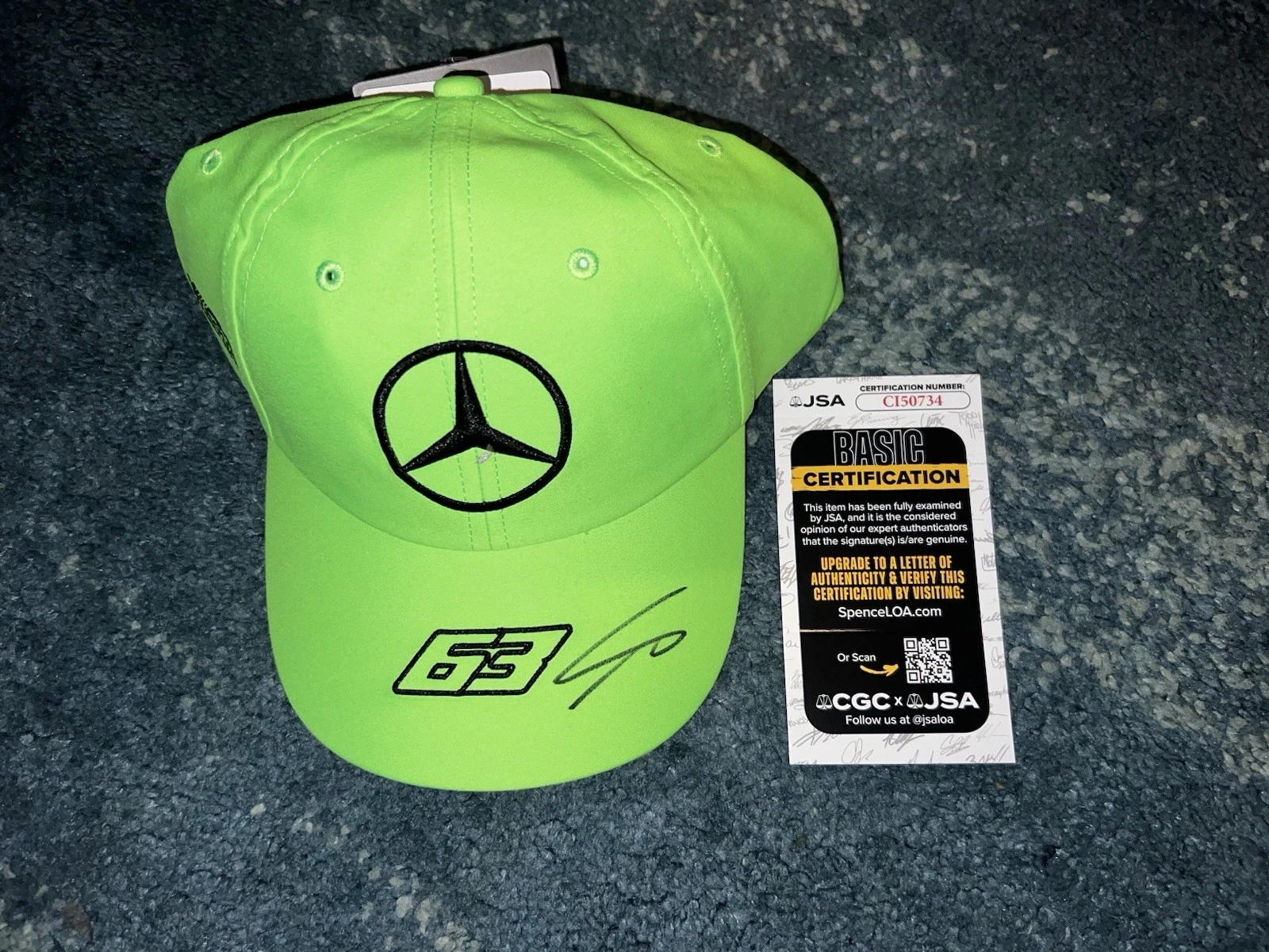 George Russell Signed Official #63 Mercedes Racing Formula 1 Hat JSA Auth #2