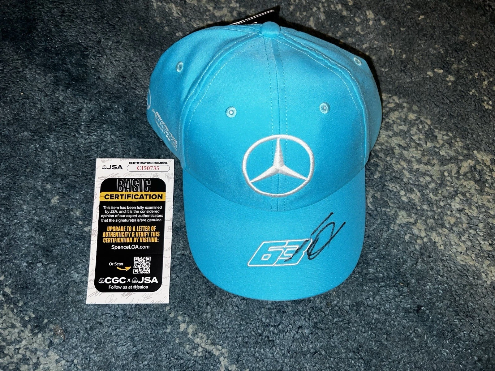 George Russell Signed Official #63 Mercedes Racing Formula 1 Hat JSA Auth #3