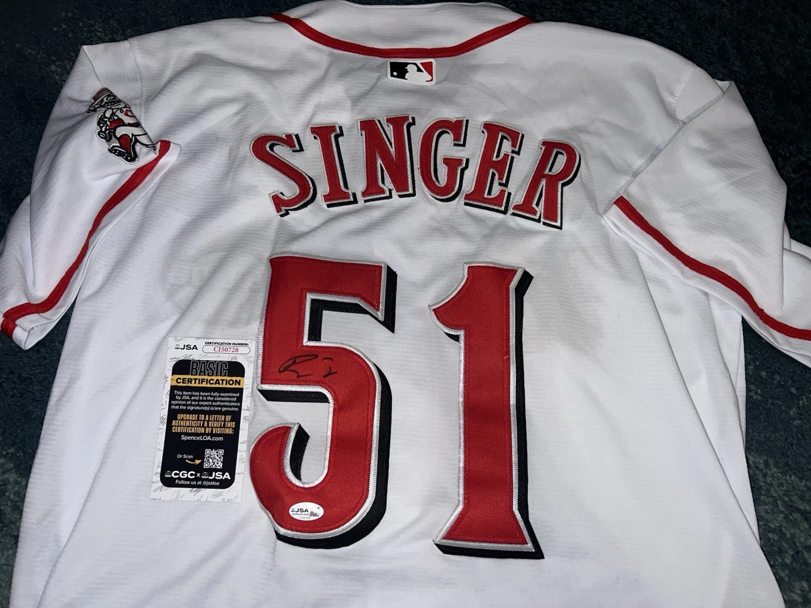Brady Singer Signed Cincinnati Reds Jersey Superstar Ace JSA Auth
