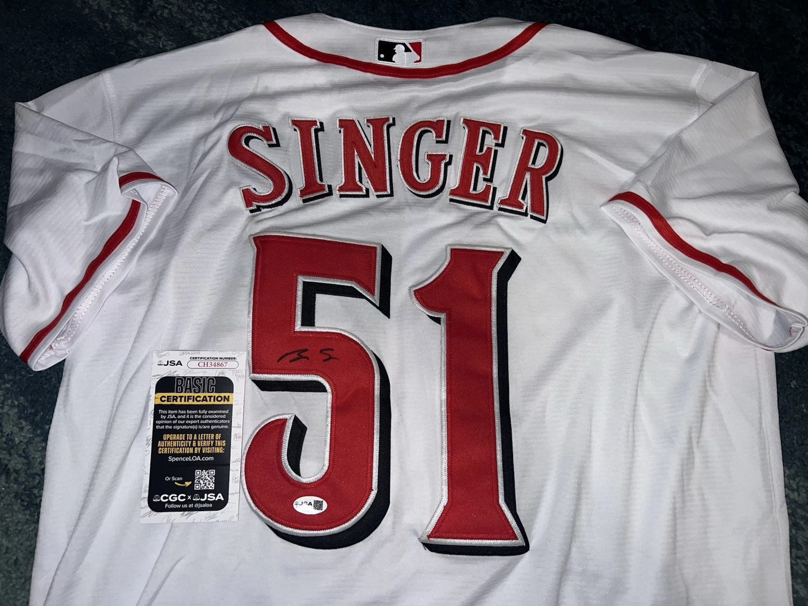 Brady Singer Signed Cincinnati Reds Jersey Superstar Ace JSA Auth #2