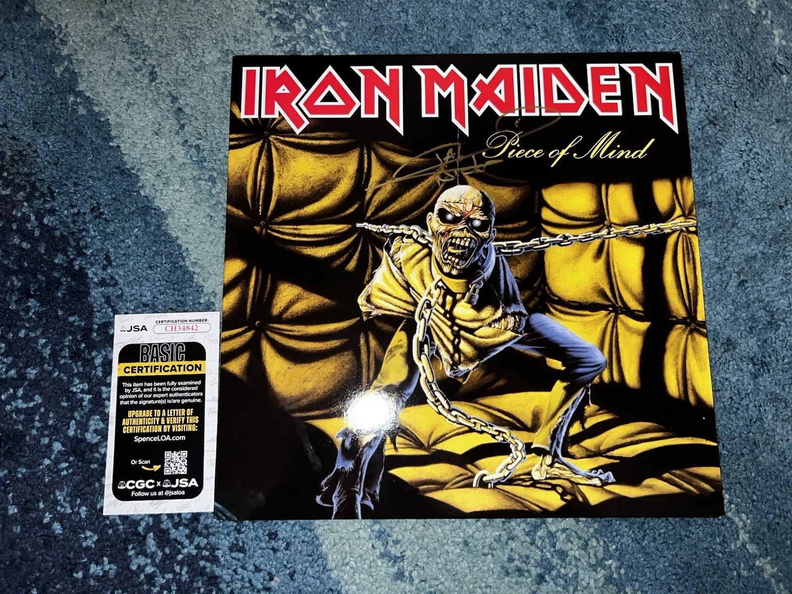 Nicko McBrain Signed Iron Maiden Vinyl Piece Of Mind Drummer Legend JSA Auth