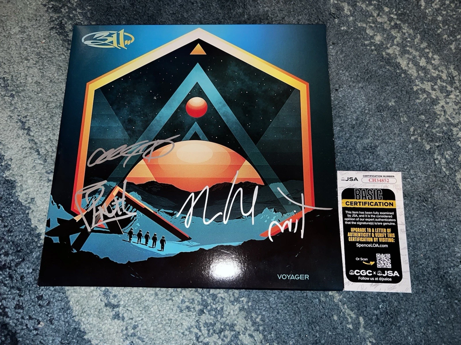 311 Band Signed Voyager Vinyl Nick Hexum, Chad Sexton, Tim Mahoney JSA Auth