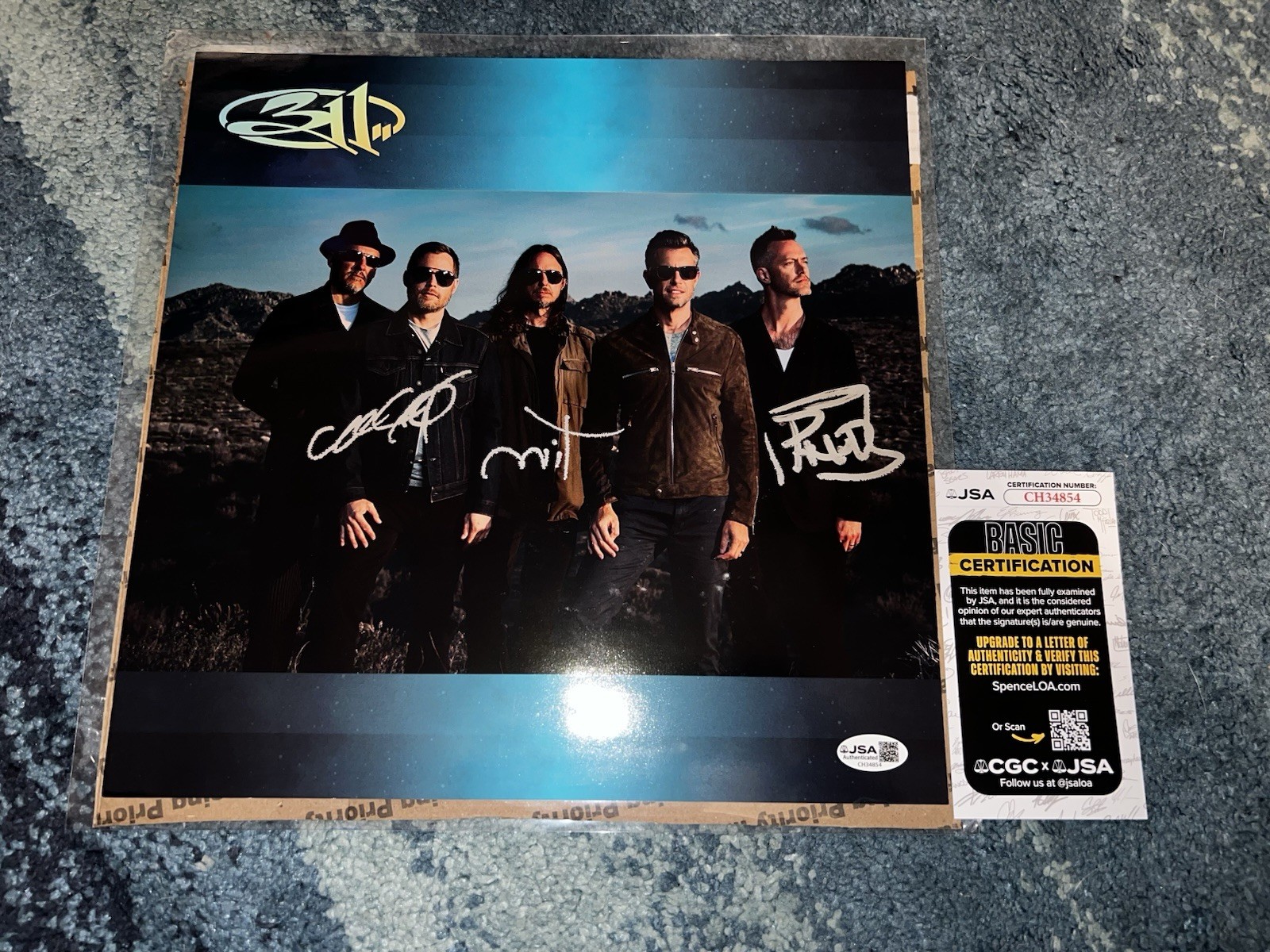 311 Band Signed Vinyl Insert Nick Hexum, Chad Sexton, Tim Mahoney JSA Auth