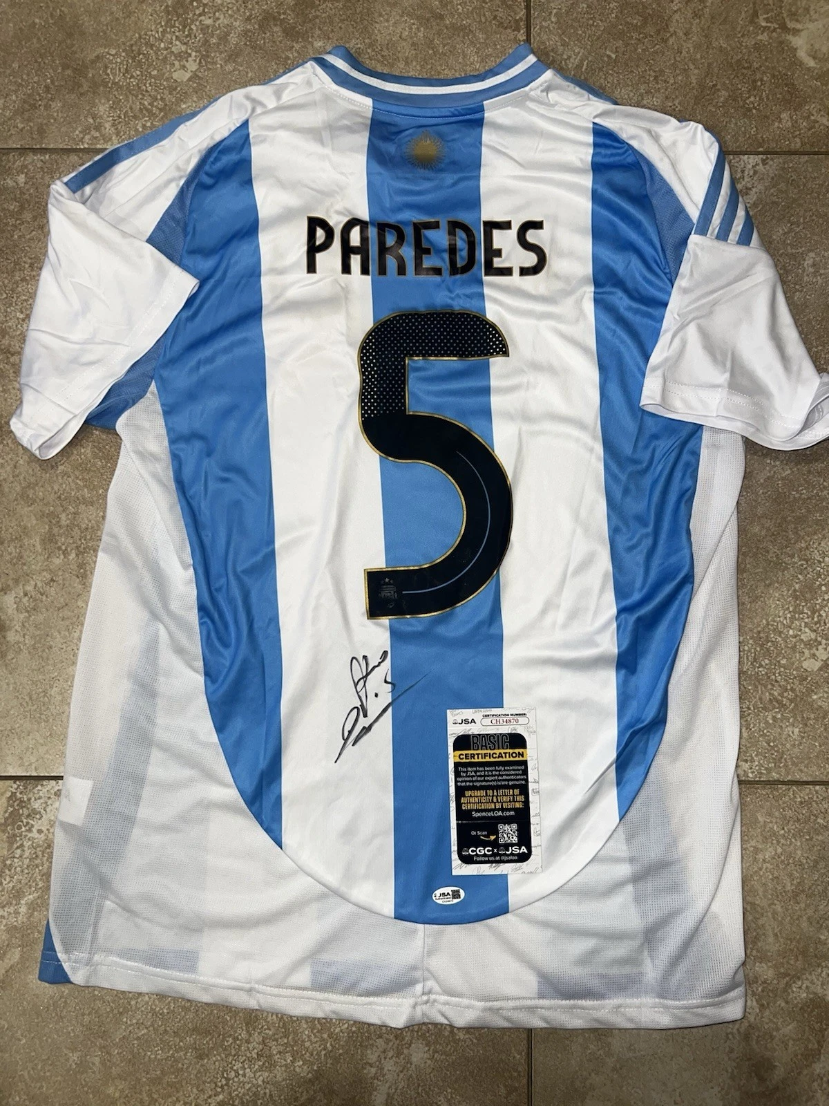 Leandro Paredes Signed Argentina 2022 World Cup Jersey Champs Legend JSA Auth