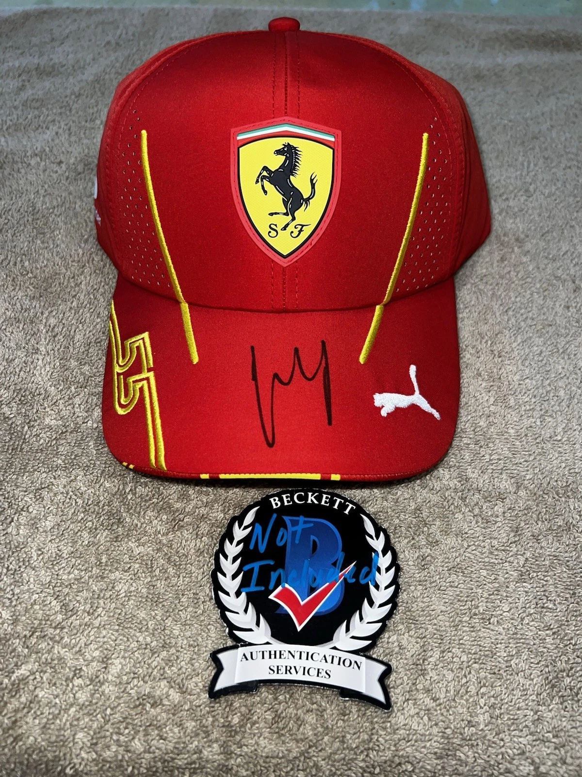Carlos Sainz Signed Ferrari Racing Hat #55 F1 Spain Legend Superstar Beckett