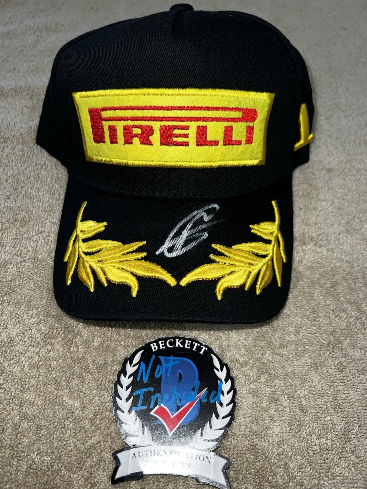 Romain Grosjean Signed Pirelli Podium Hat F1 The Phoenix Superstar Beckett #3