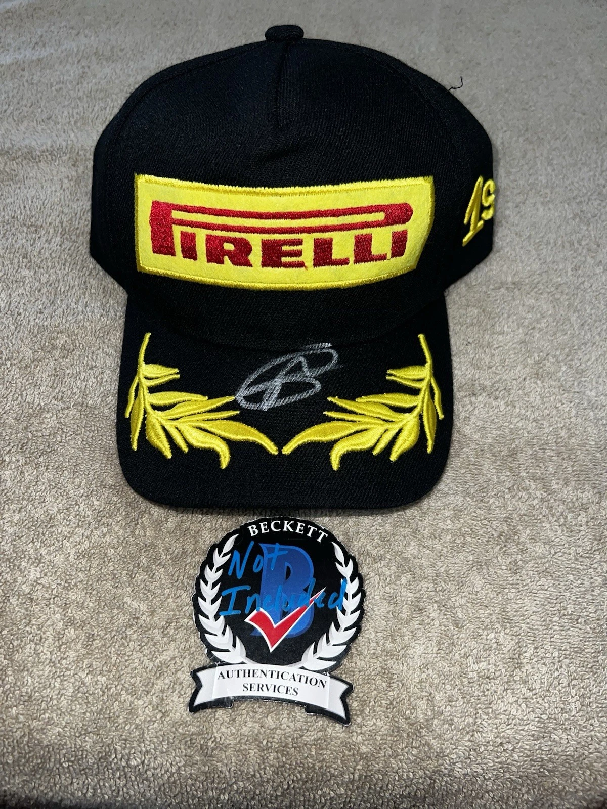 Romain Grosjean Signed Pirelli Podium Hat F1 The Phoenix Superstar Beckett #4