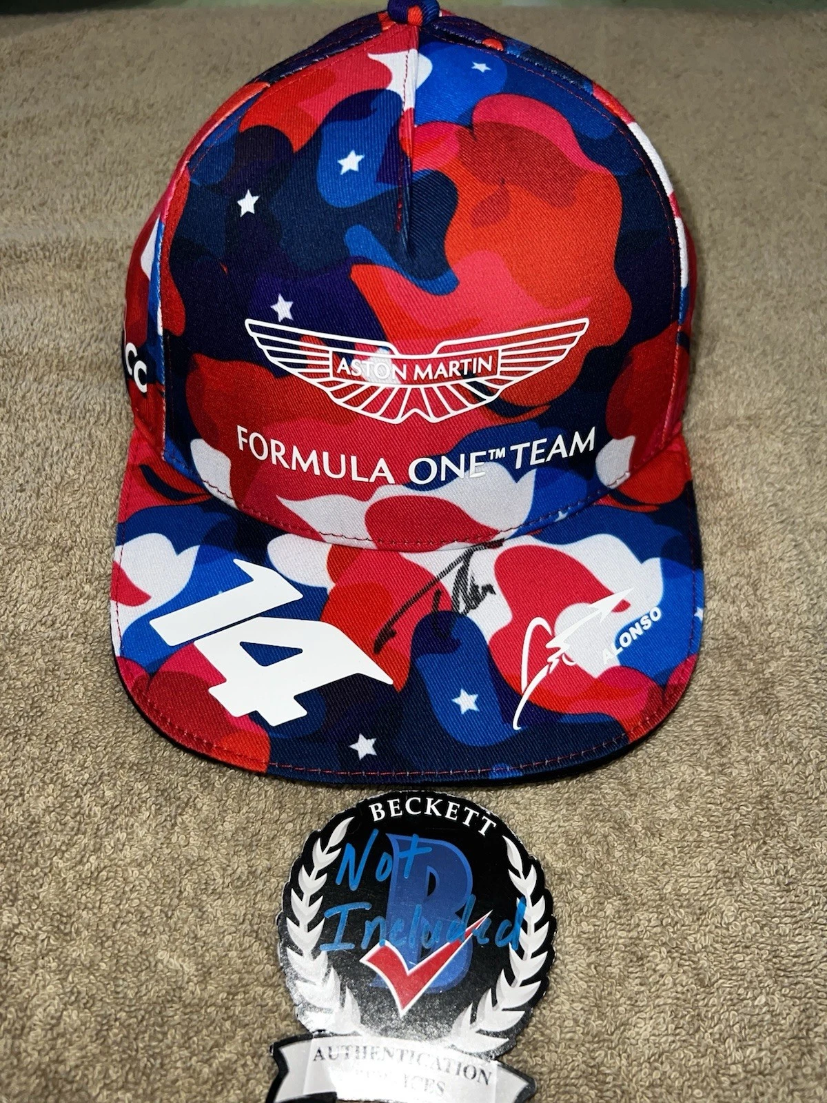 Fernando Alonso Signed Official Aston Martin #14 Hat F1 2x World Champ BAS #2