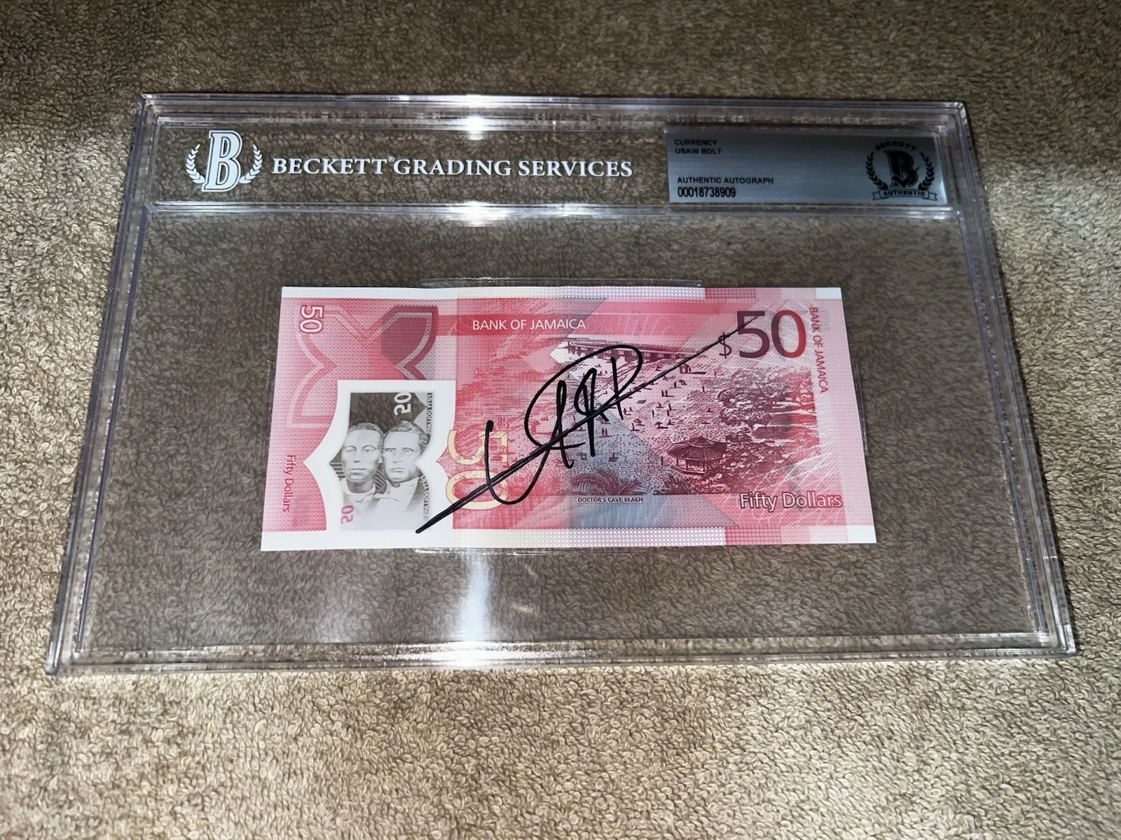 Usain Bolt Signed Official Jamaican Currency 50 Dollars Olympic Legend BAS #2