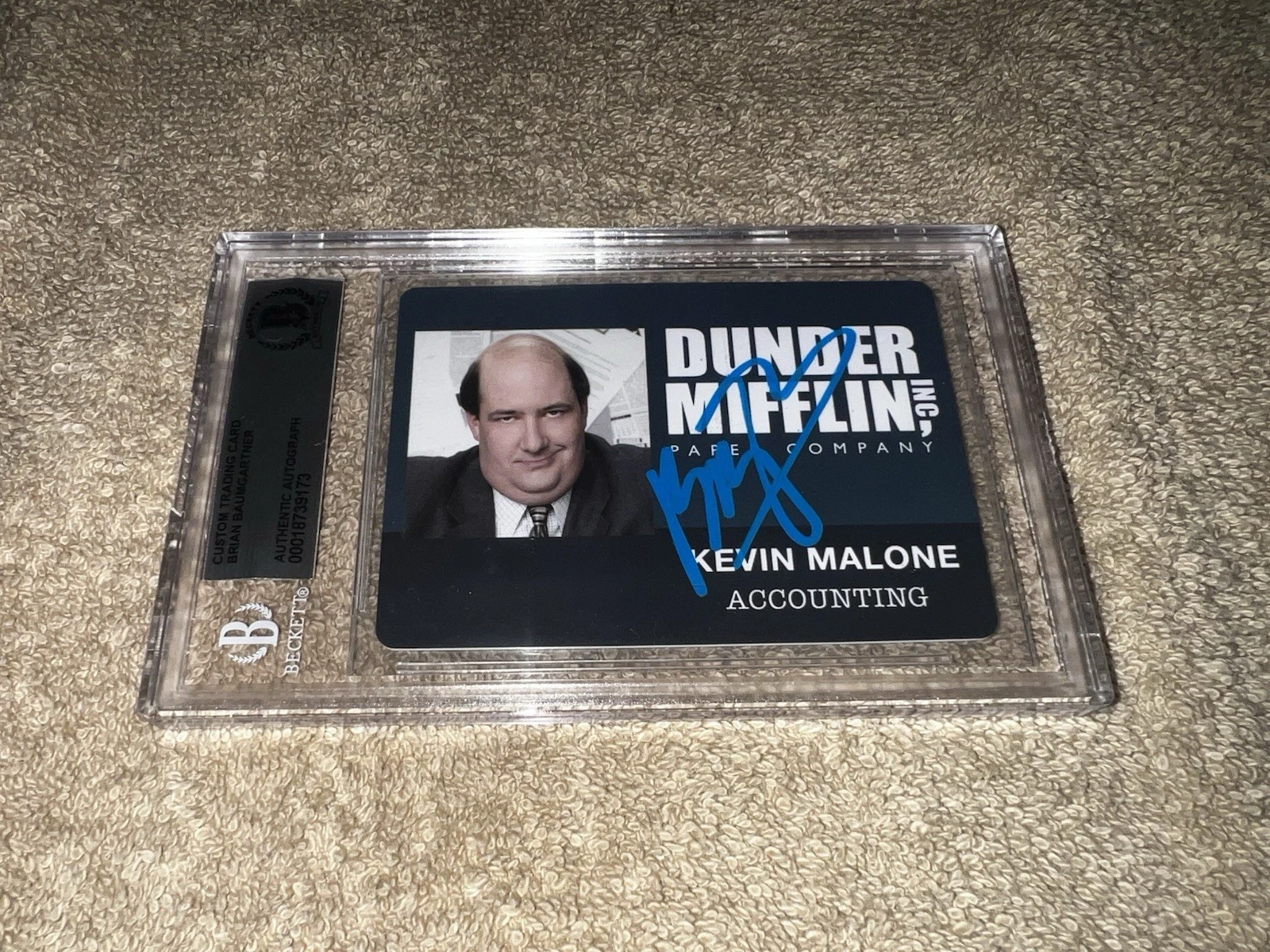 Brian Baumgartner Signed The Office Business Card Kevin Malone Legend Beckett #2
