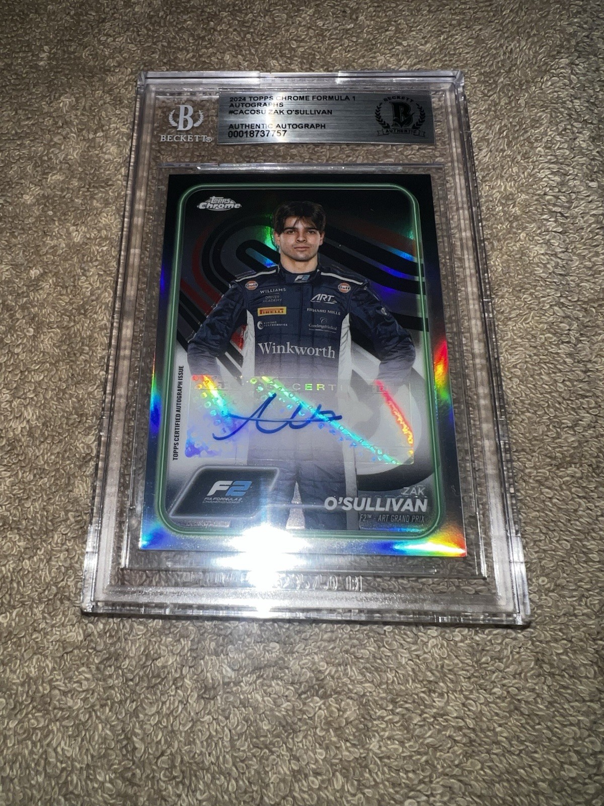 Zak O'Sullivan Signed 2024 Topps Chrome F1 Card Certified Auto Beckett