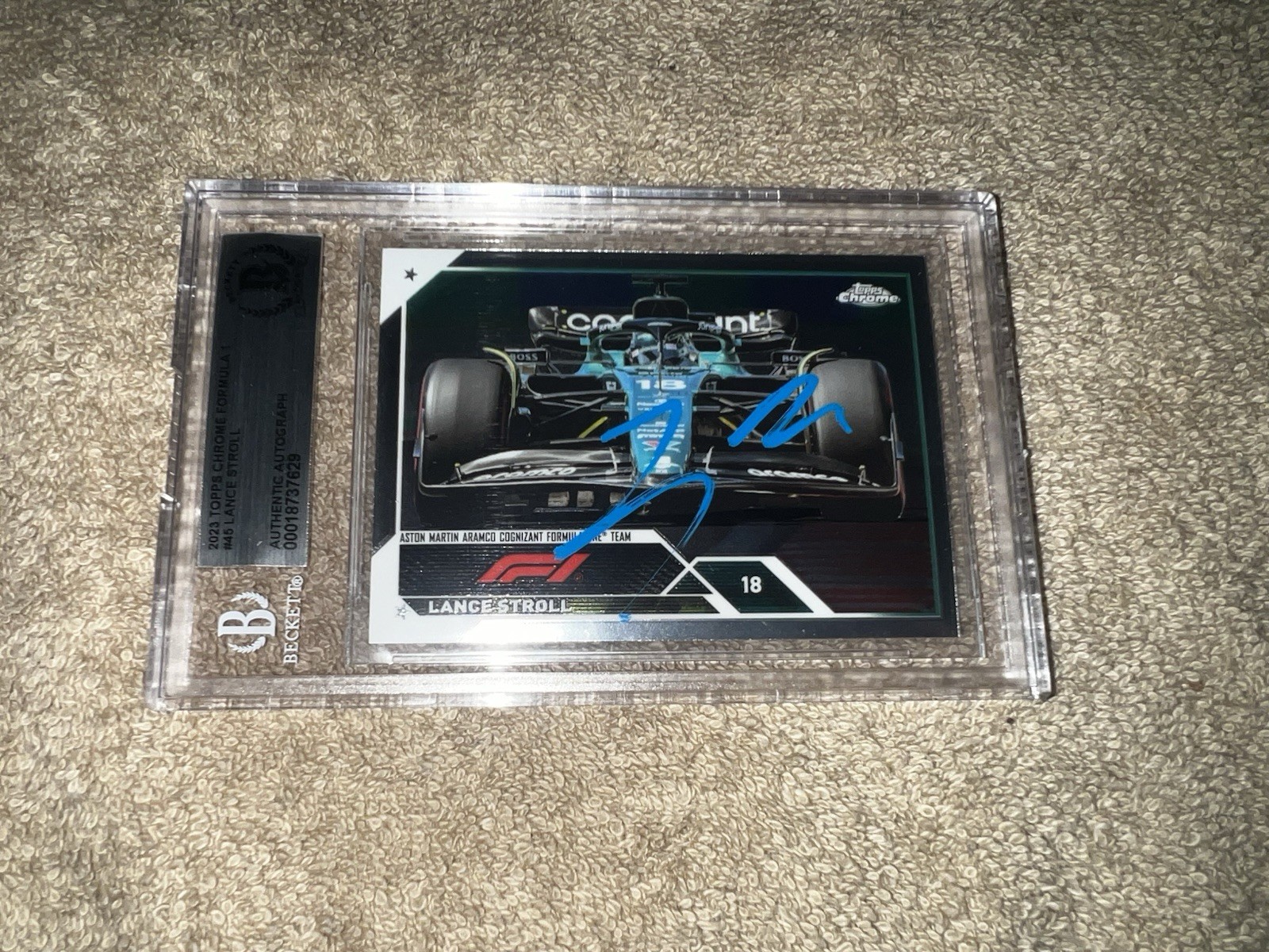 Lance Stroll Signed 2023 Topps Chrome F1 Card #45 Aston Martin Beckett