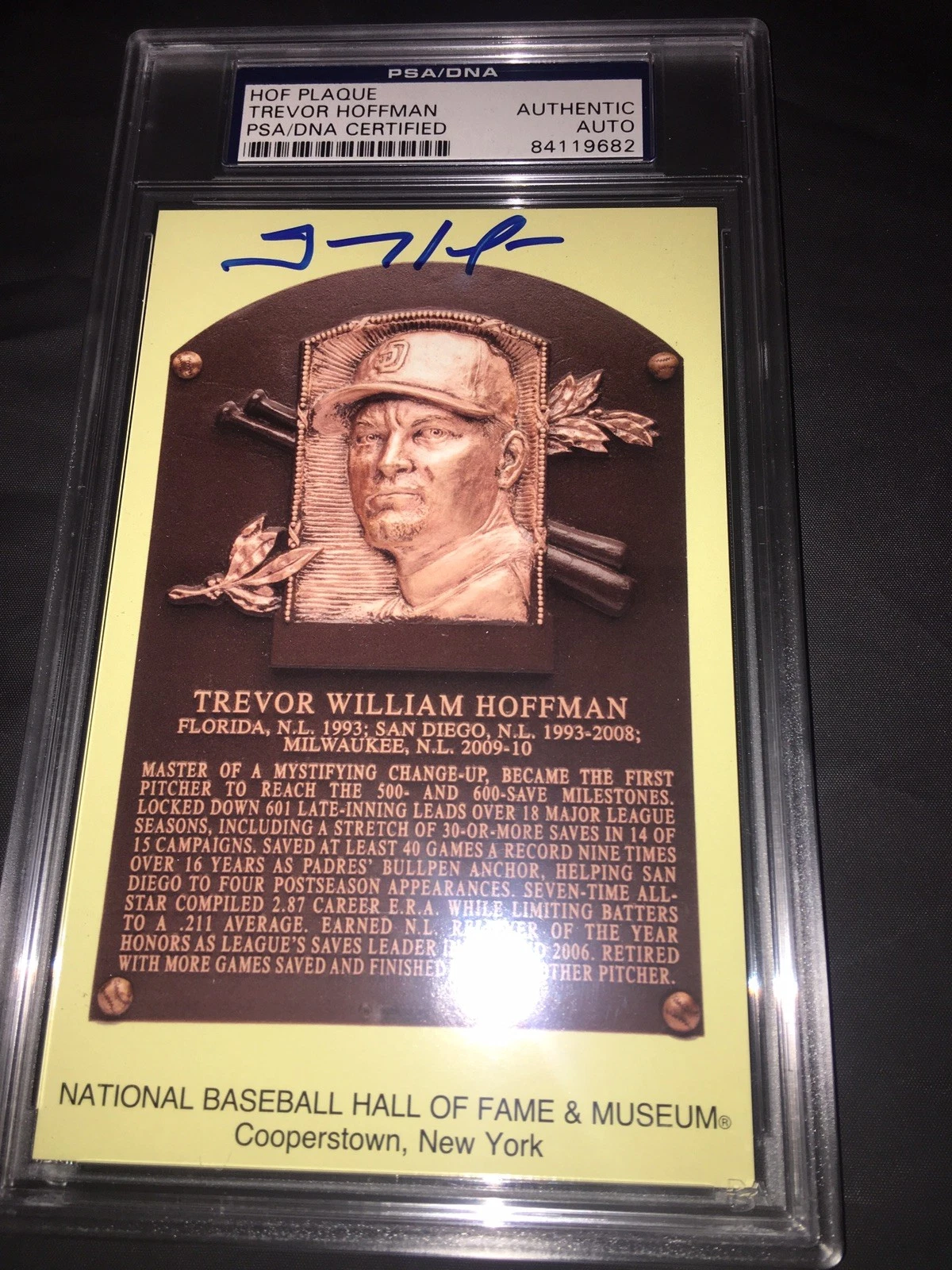 Trevor Hoffman Signed Official Baseball HOF Plaque Postcard PSA/DNA Slab #2