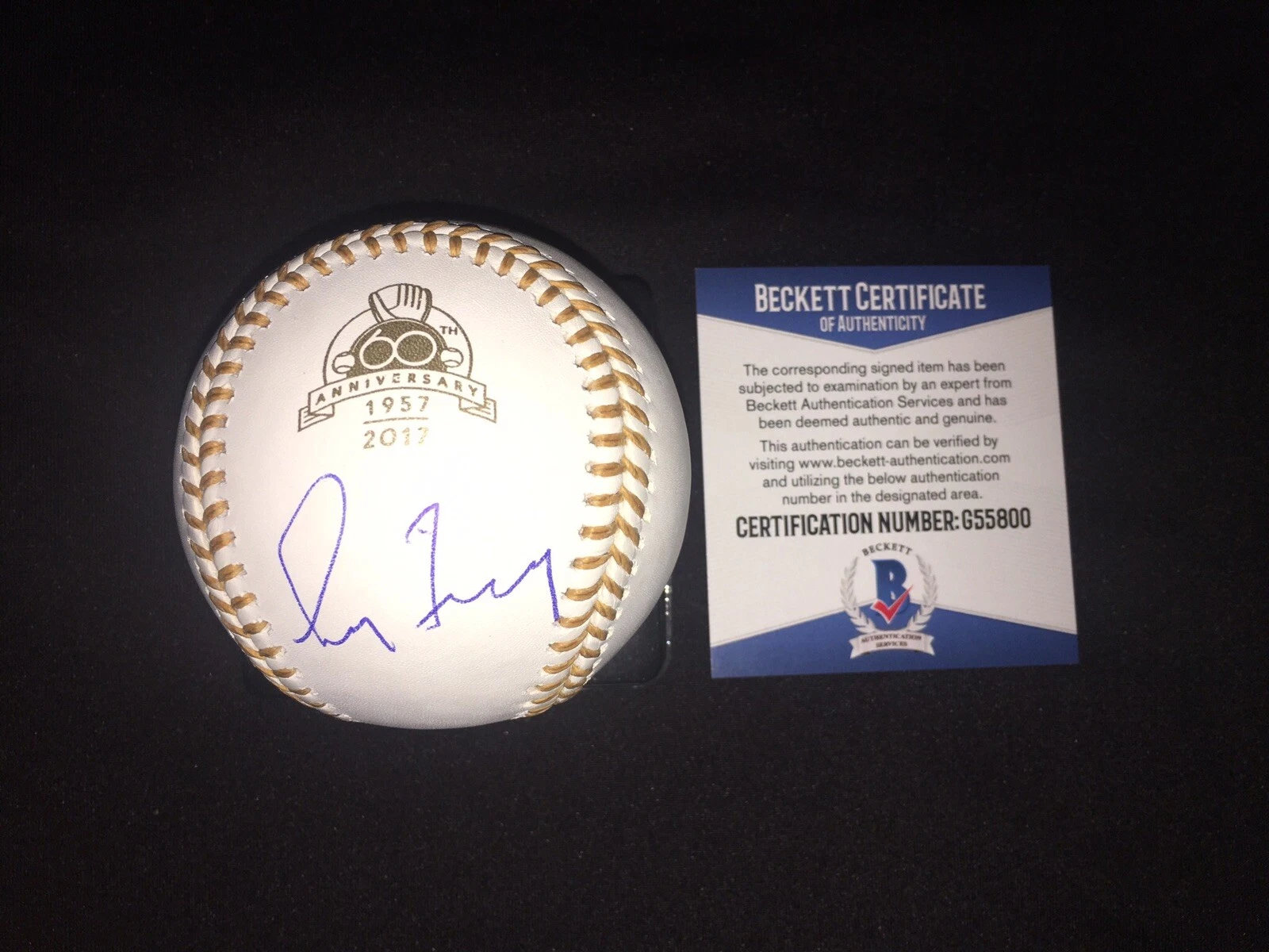 Greg Maddux Signed Official 60th Anniversary Gold Glove Baseball Cubs Braves BAS