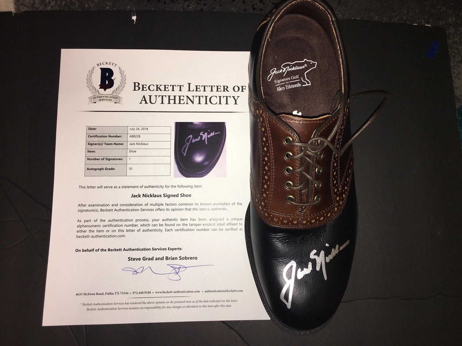 Jack Nicklaus Signed Official Golden Bear Shoe 6x Masters Champ Beckett