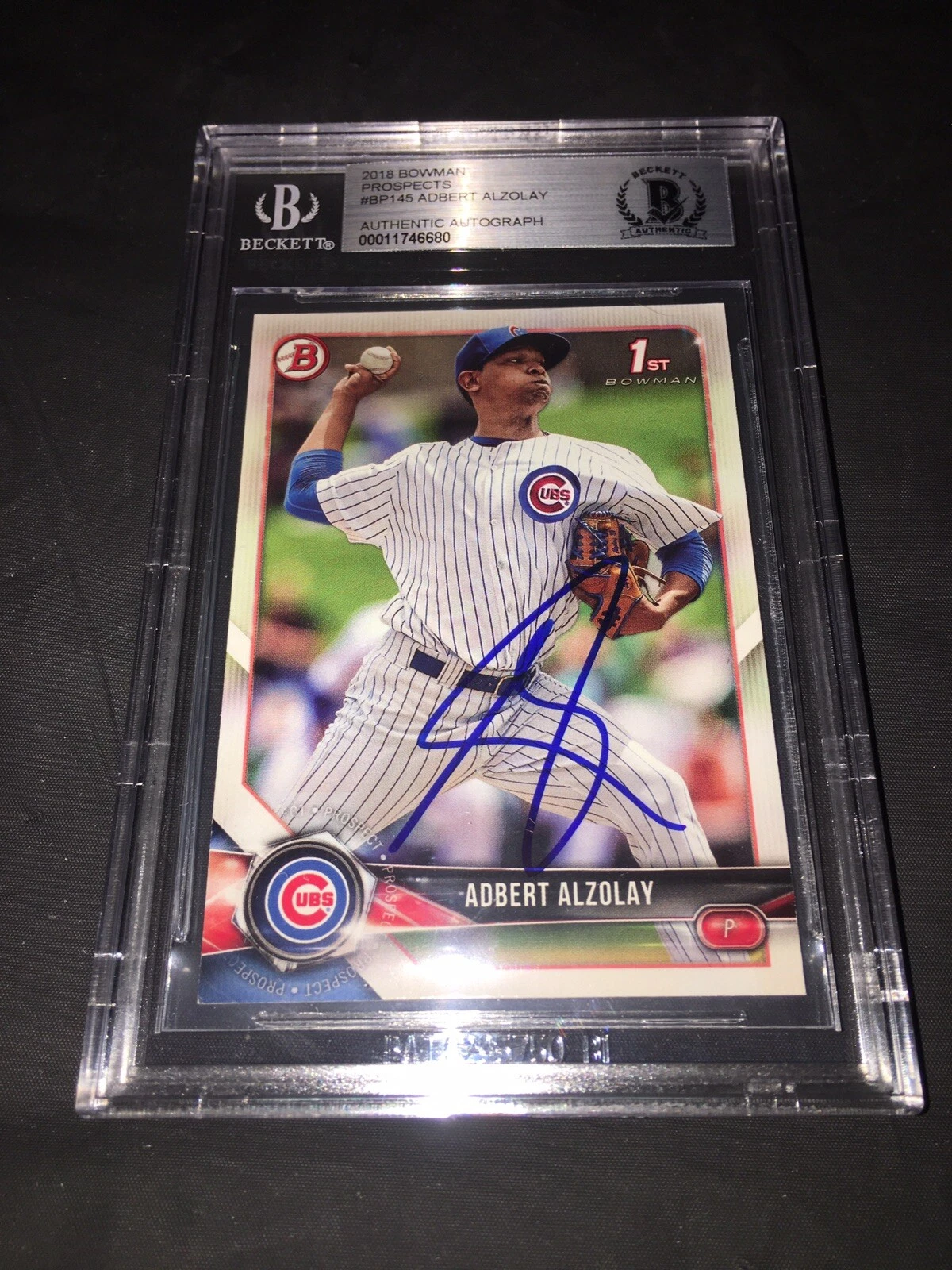 Adbert Azolay Signed 2018 1st Bowman Baseball Card Chicago Cubs Beckett Slab
