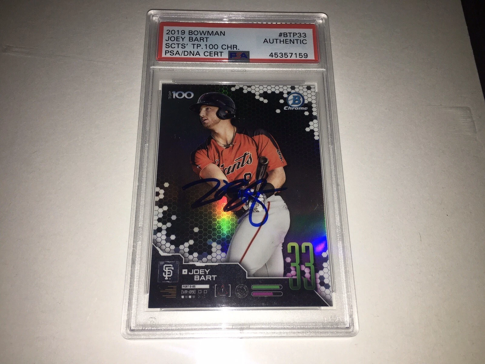 Joey Bart Signed 2019 Bowman #BTP33 Baseball Card SF Giants PSA/DNA Slab